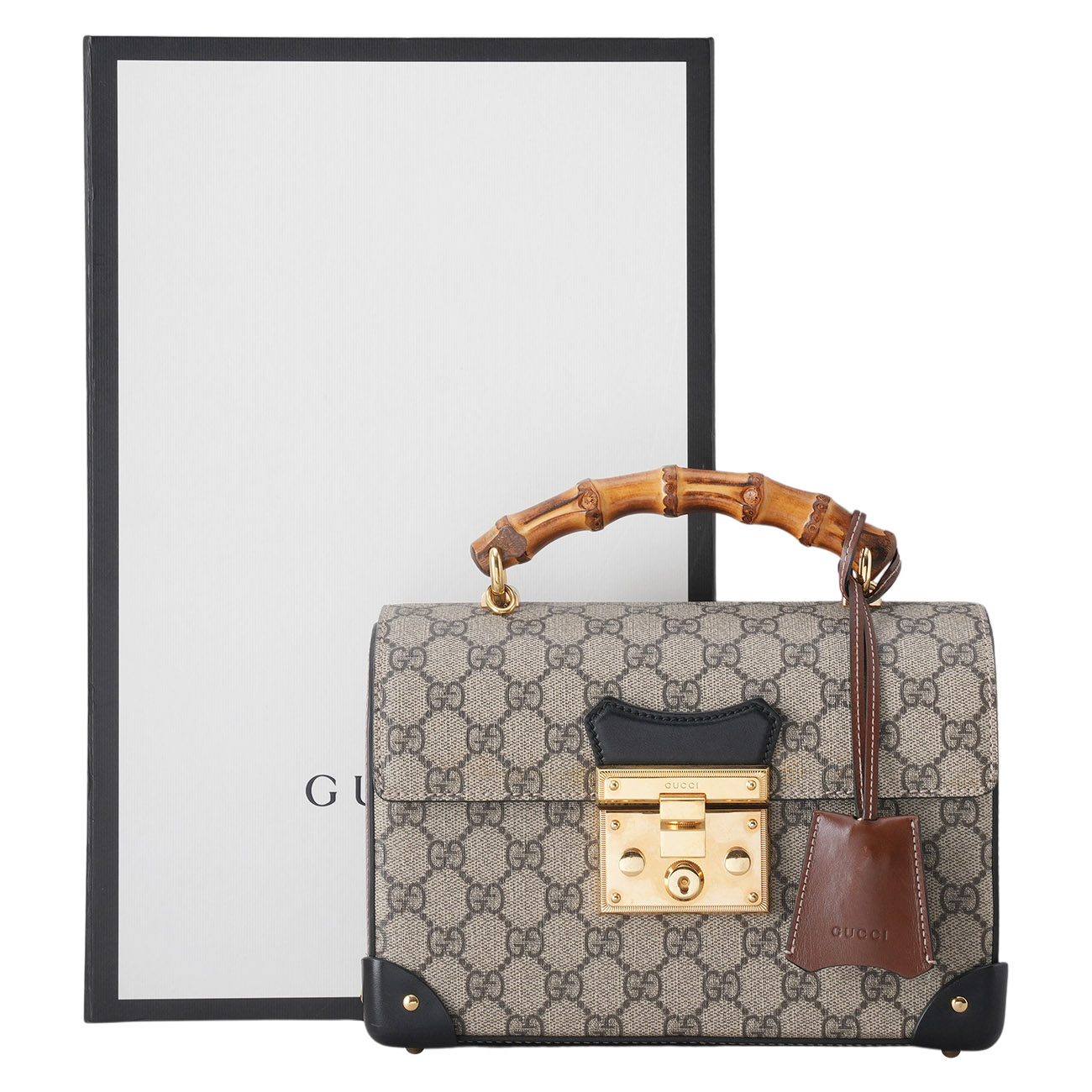 GUCCI(USED)구찌 603221 패드락 뱀부 탑핸들 숄더백