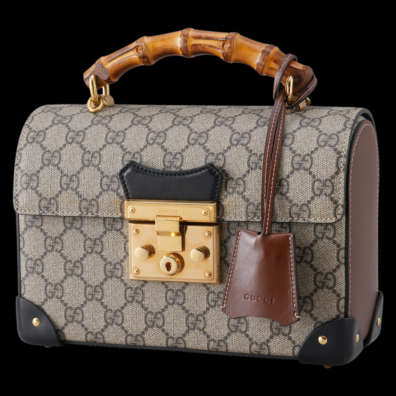 GUCCI(USED)구찌 603221 패드락 뱀부 탑핸들 숄더백
