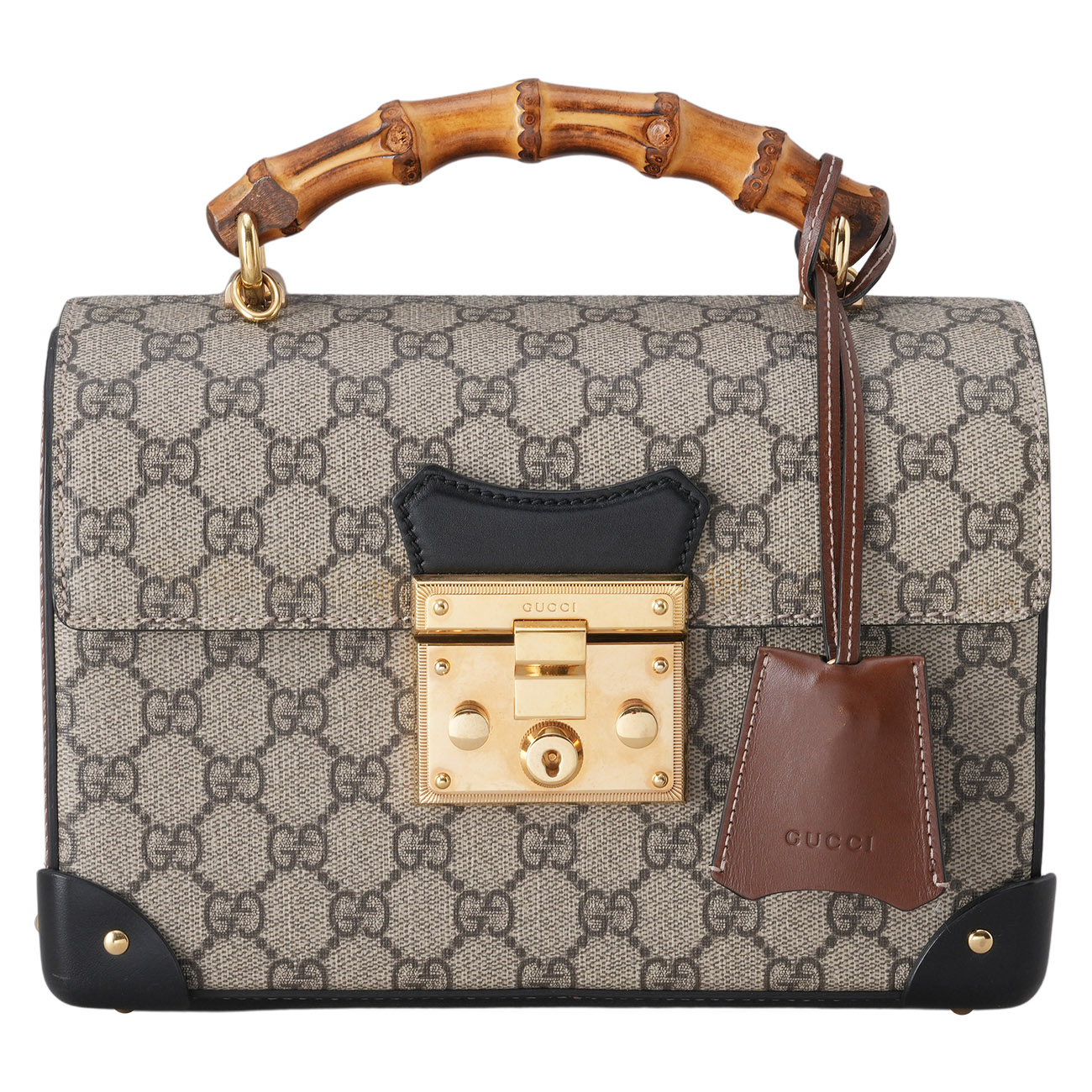 GUCCI(USED)구찌 603221 패드락 뱀부 탑핸들 숄더백