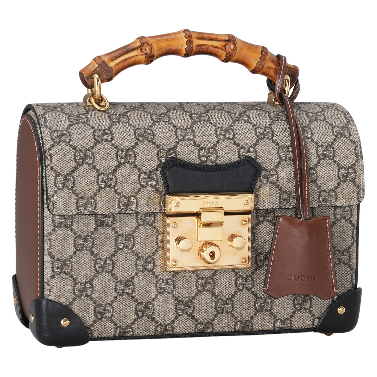 GUCCI(USED)구찌 603221 패드락 뱀부 탑핸들 숄더백