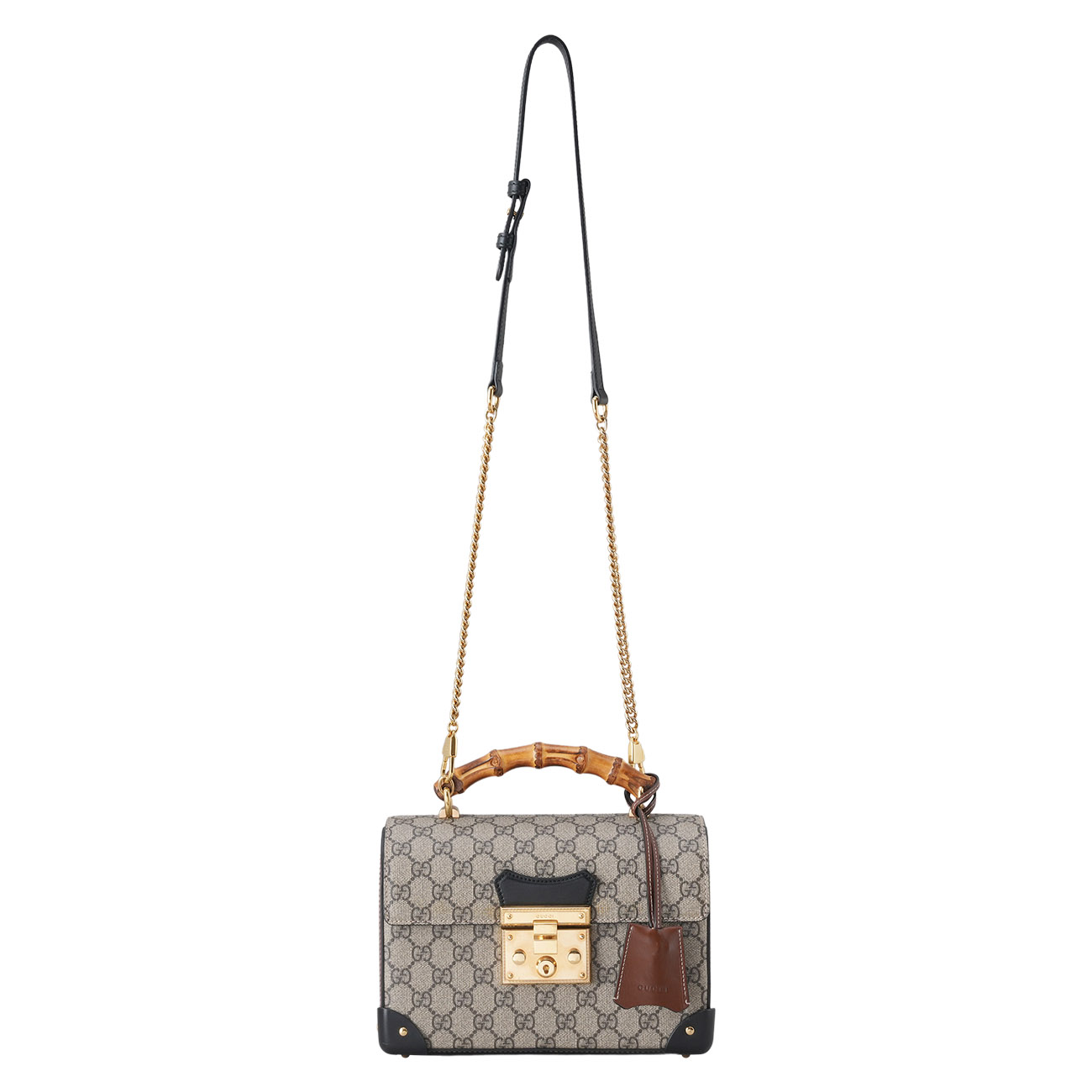 GUCCI(USED)구찌 603221 패드락 뱀부 탑핸들 숄더백