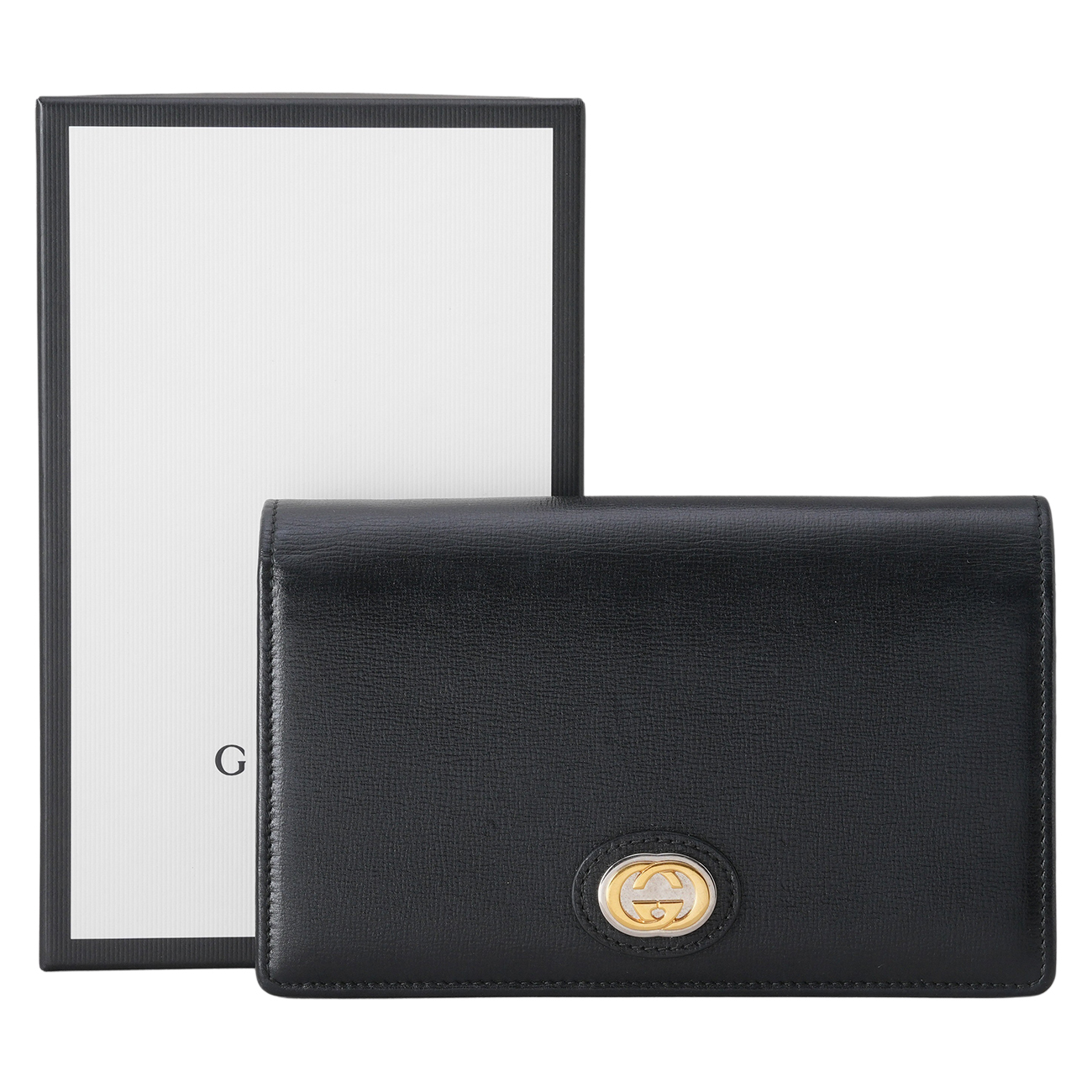 GUCCI(USED)구찌 598549 블랙 레더 CC 로고 체인 WOC