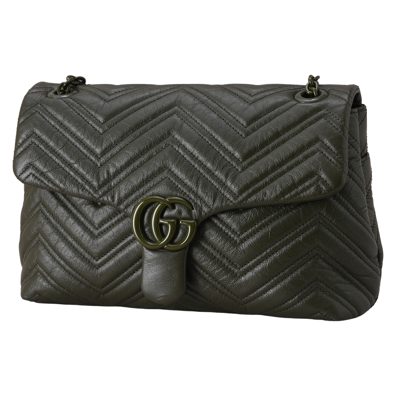 GUCCI(USED)구찌 850676 GG 마몽 쉐브론 미디엄 숄더백