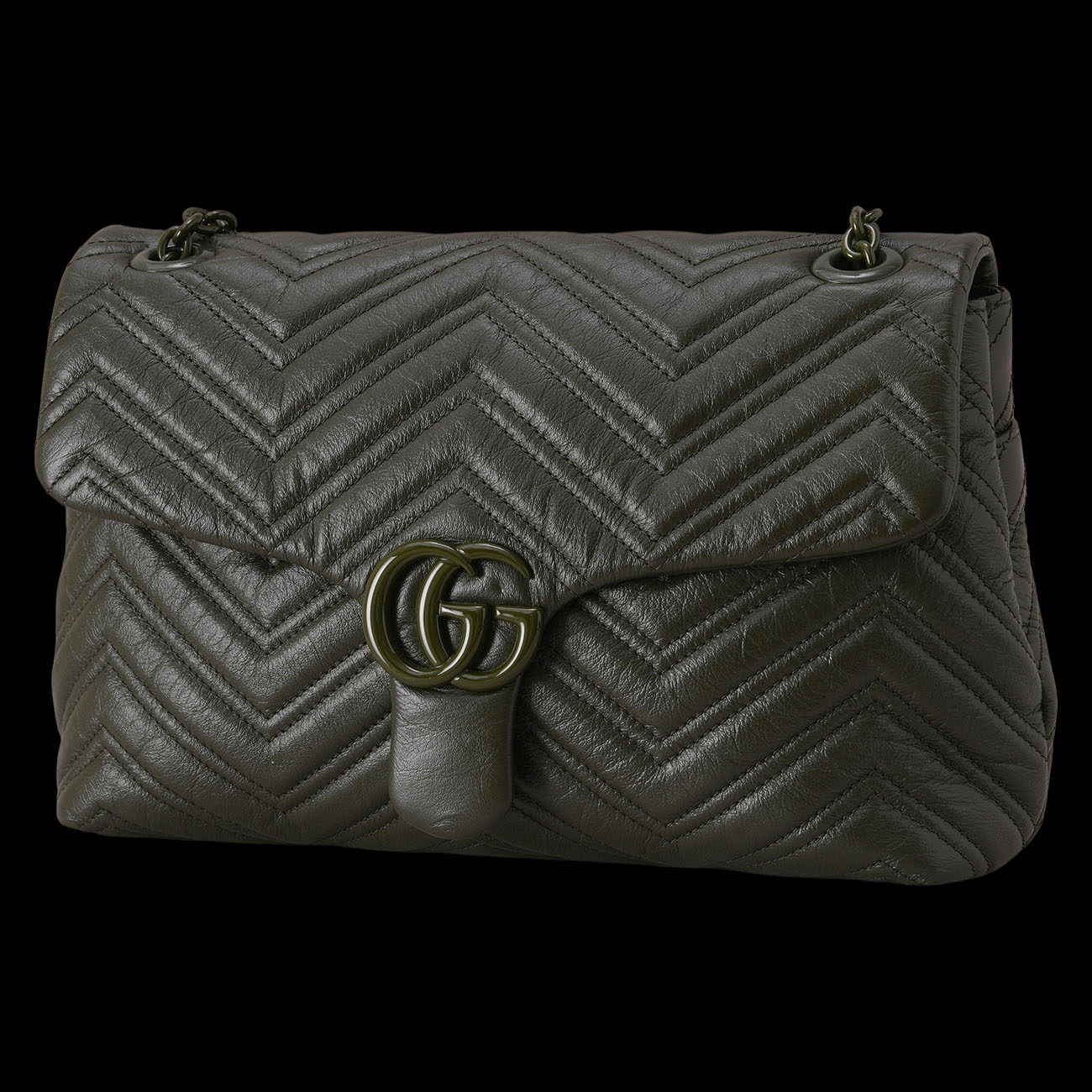 GUCCI(USED)구찌 850676 GG 마몽 쉐브론 미디엄 숄더백