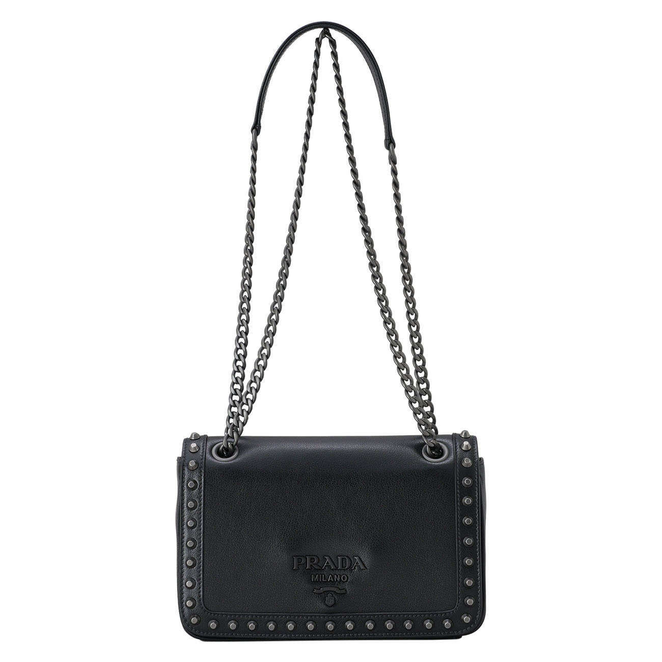 PRADA(USED)프라다 1BD147 스터드 플랩 숄더백