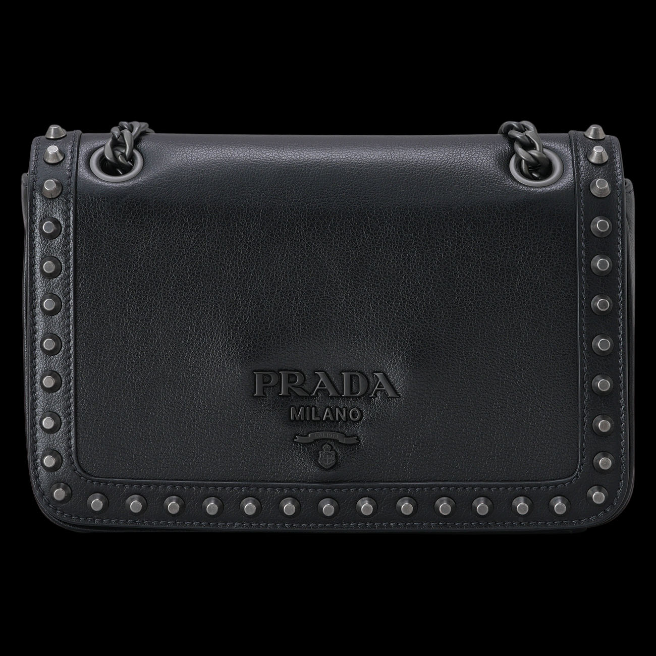 PRADA(USED)프라다 1BD147 스터드 플랩 숄더백