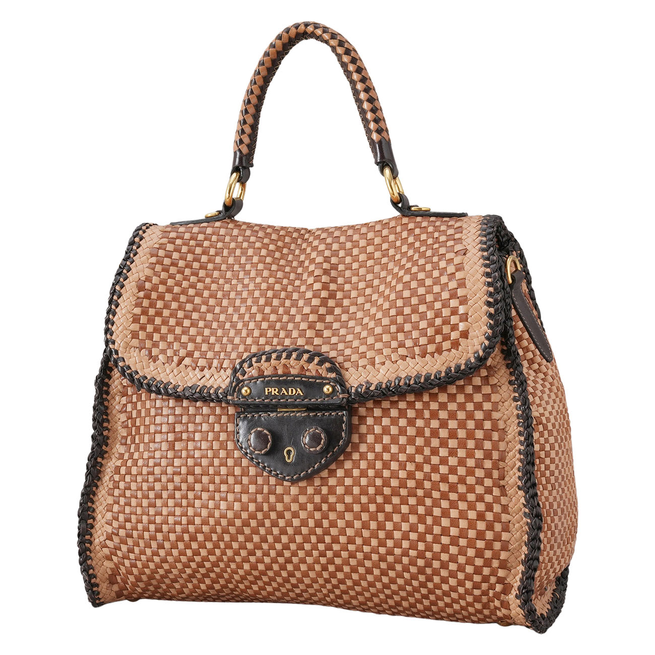 PRADA(USED)프라다 시즌 라탄 핸드백
