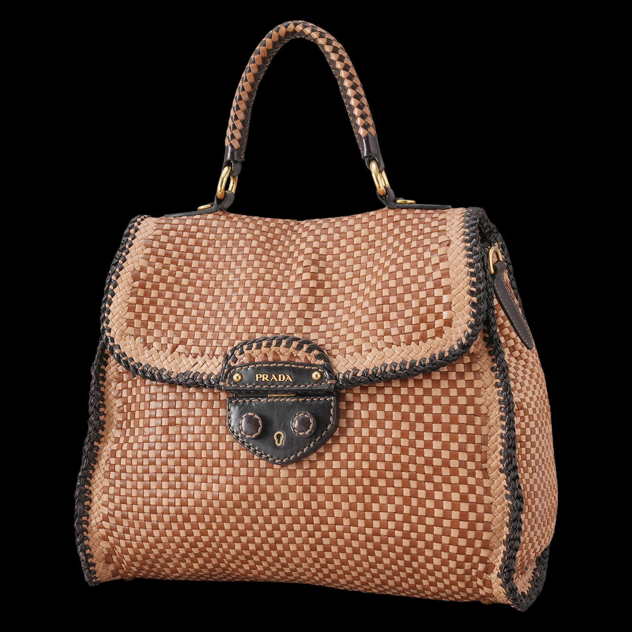 PRADA(USED)프라다 시즌 라탄 핸드백