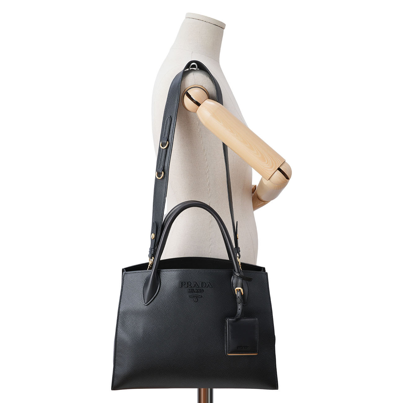 PRADA(USED)프라다 1BA155 사피아노 모노크롬 토트백