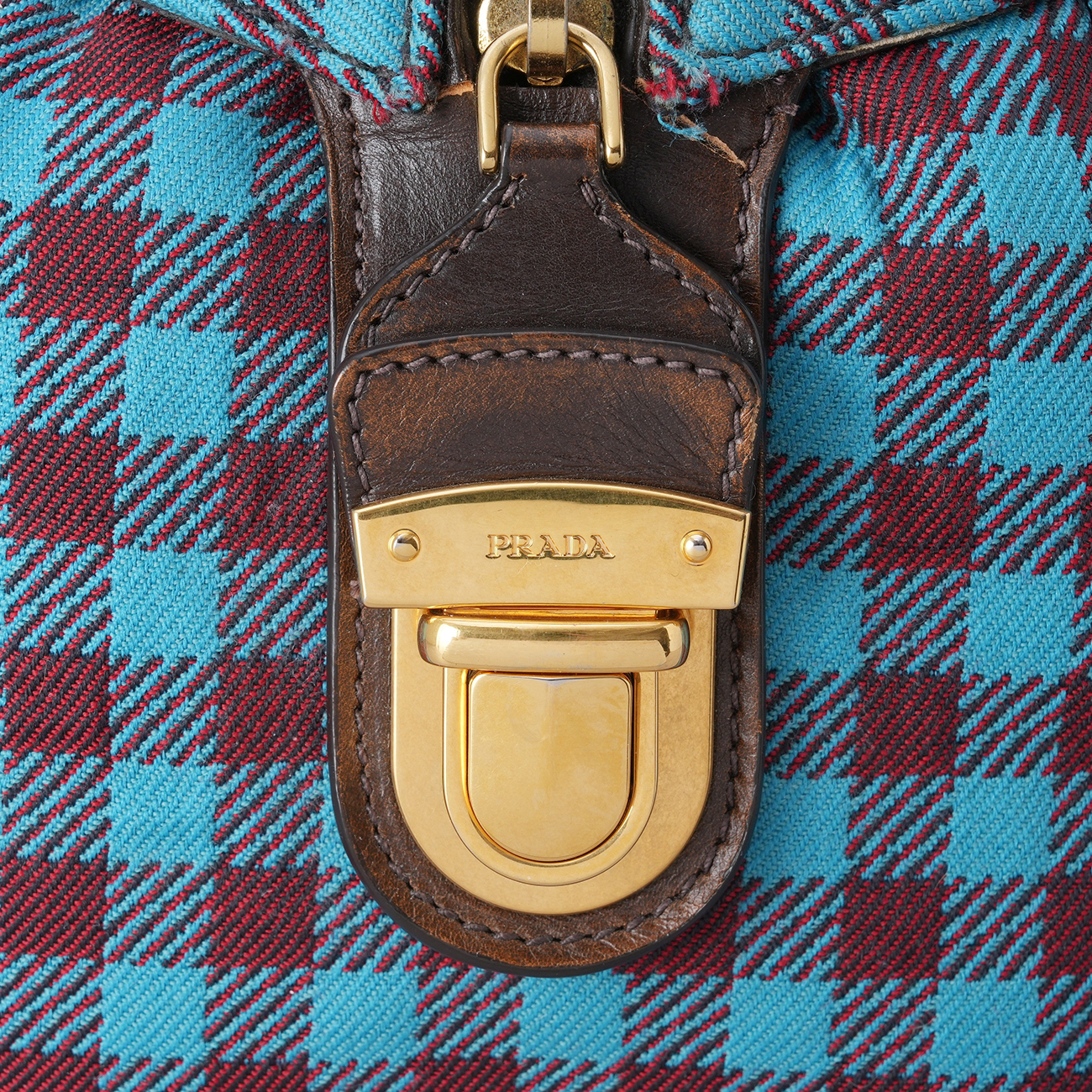 PRADA(USED)프라다 체크 자가드 토트백