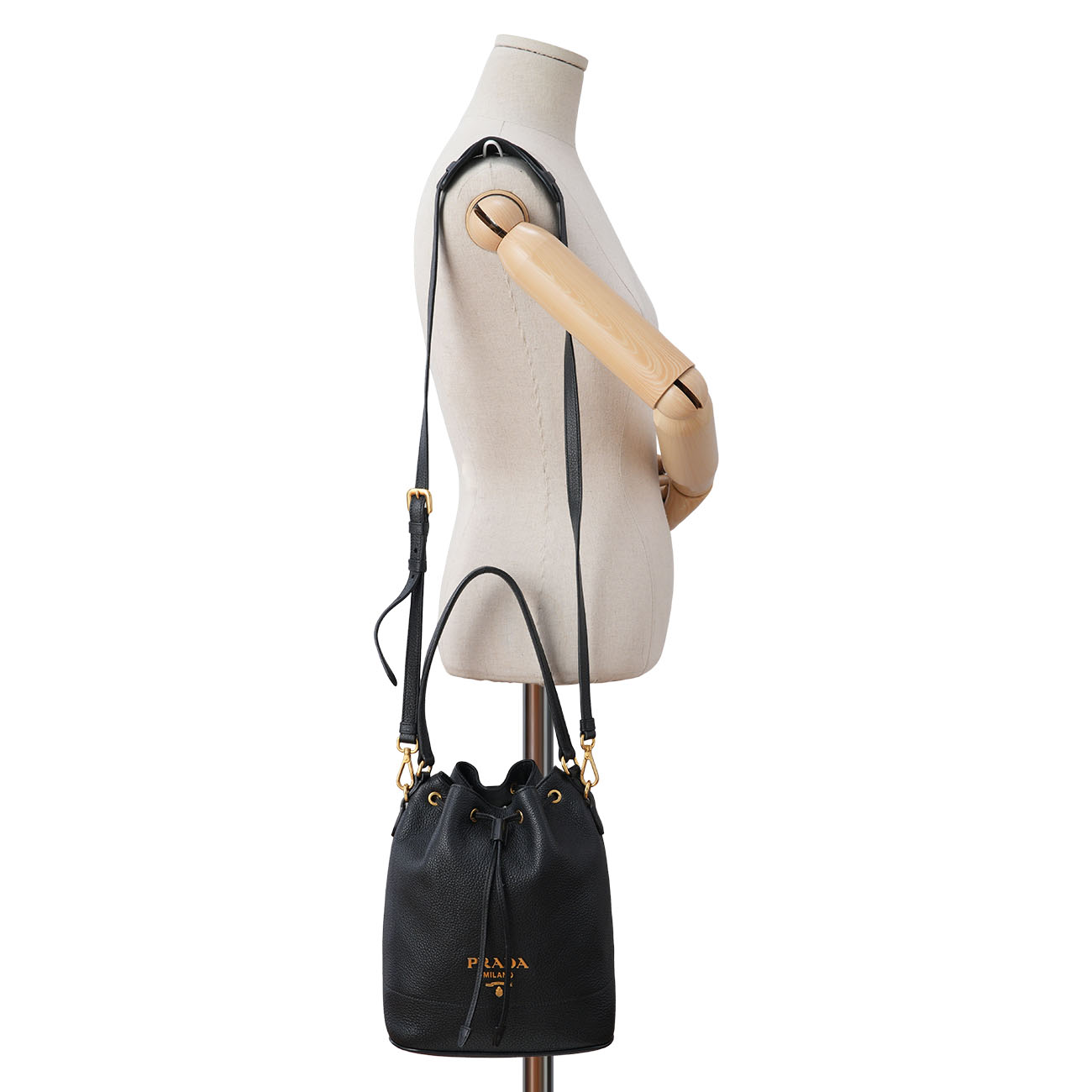 PRADA(USED)프라다 1BE018 비텔로 다이노 버킷백