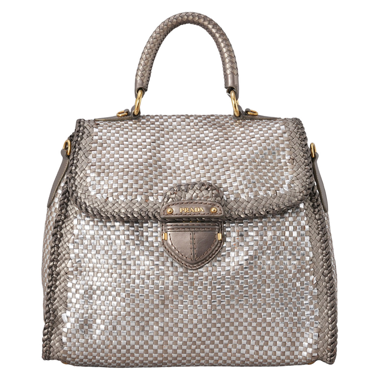 PRADA(USED)프라다 BN2115 체크 탑핸들 숄더백