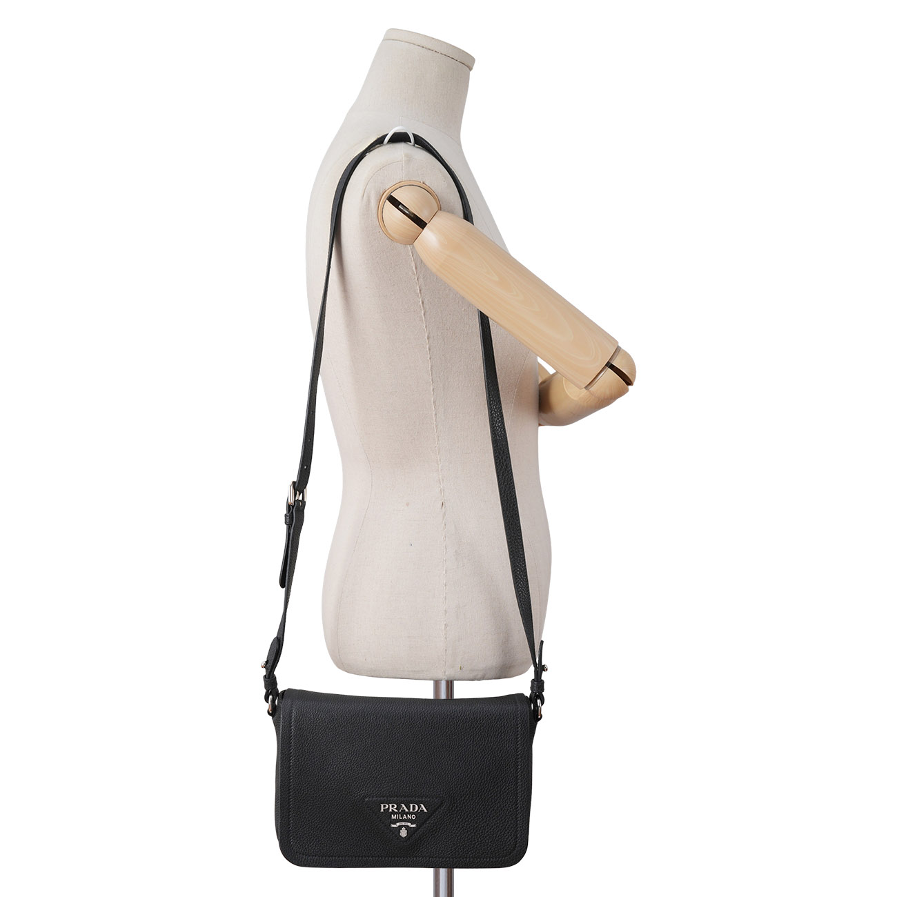 PRADA(USED)프라다 1BD314 비텔로 트라이앵글 로고 플랩 숄더백
