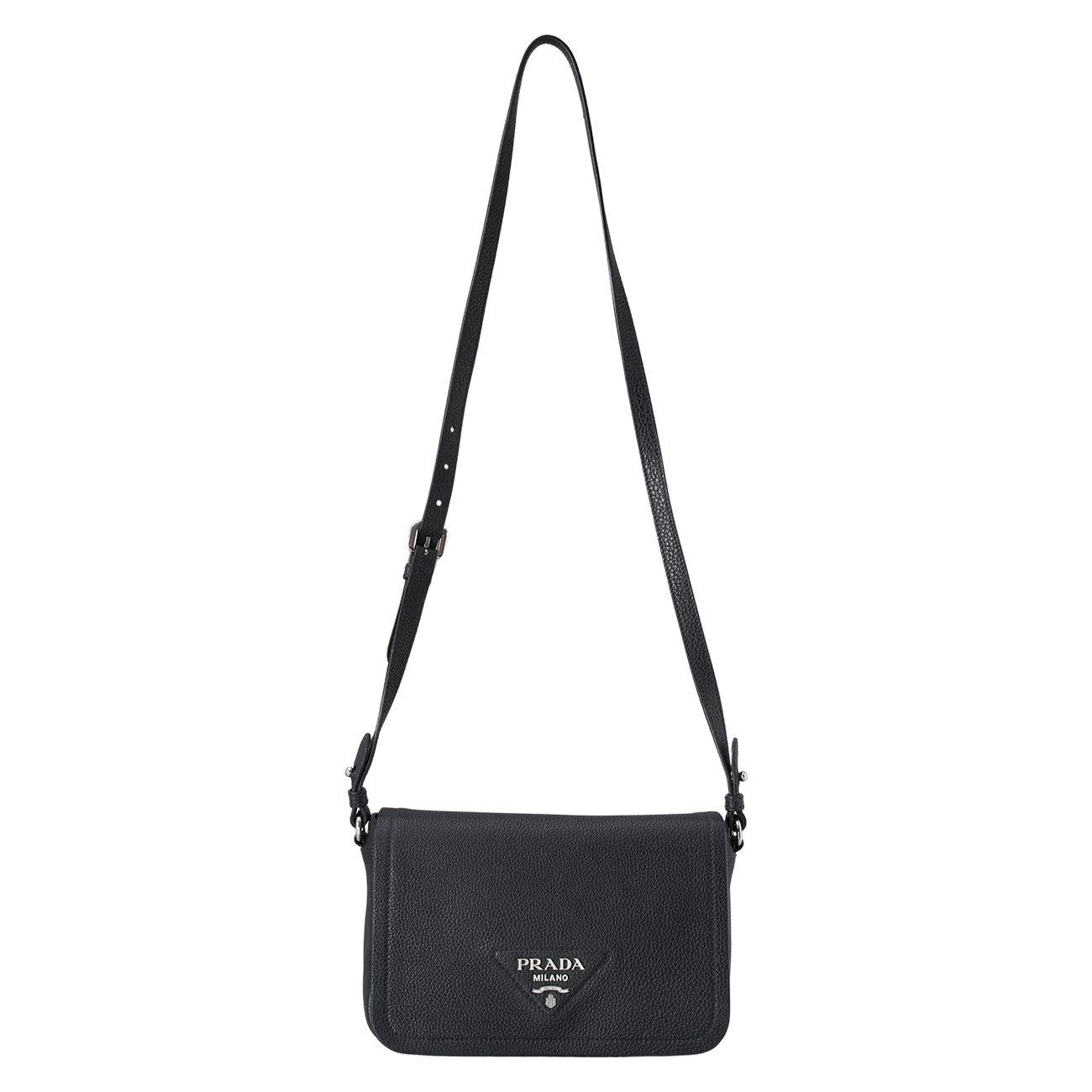 PRADA(USED)프라다 1BD314 비텔로 트라이앵글 로고 플랩 숄더백