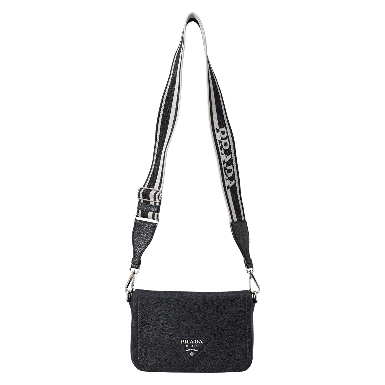 PRADA(USED)프라다 1BD314 비텔로 트라이앵글 로고 플랩 숄더백