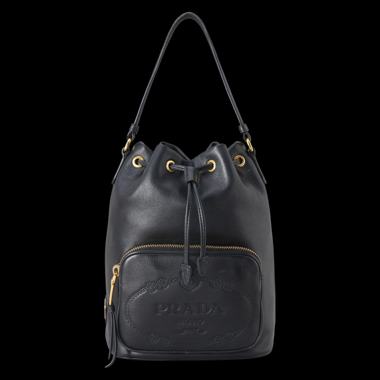 PRADA(USED)프라다 1BH038 레더 버킷백