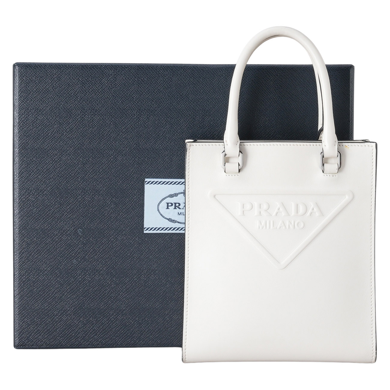 PRADA(USED)프라다 1BA333 엠보싱 로고 탑 핸들백