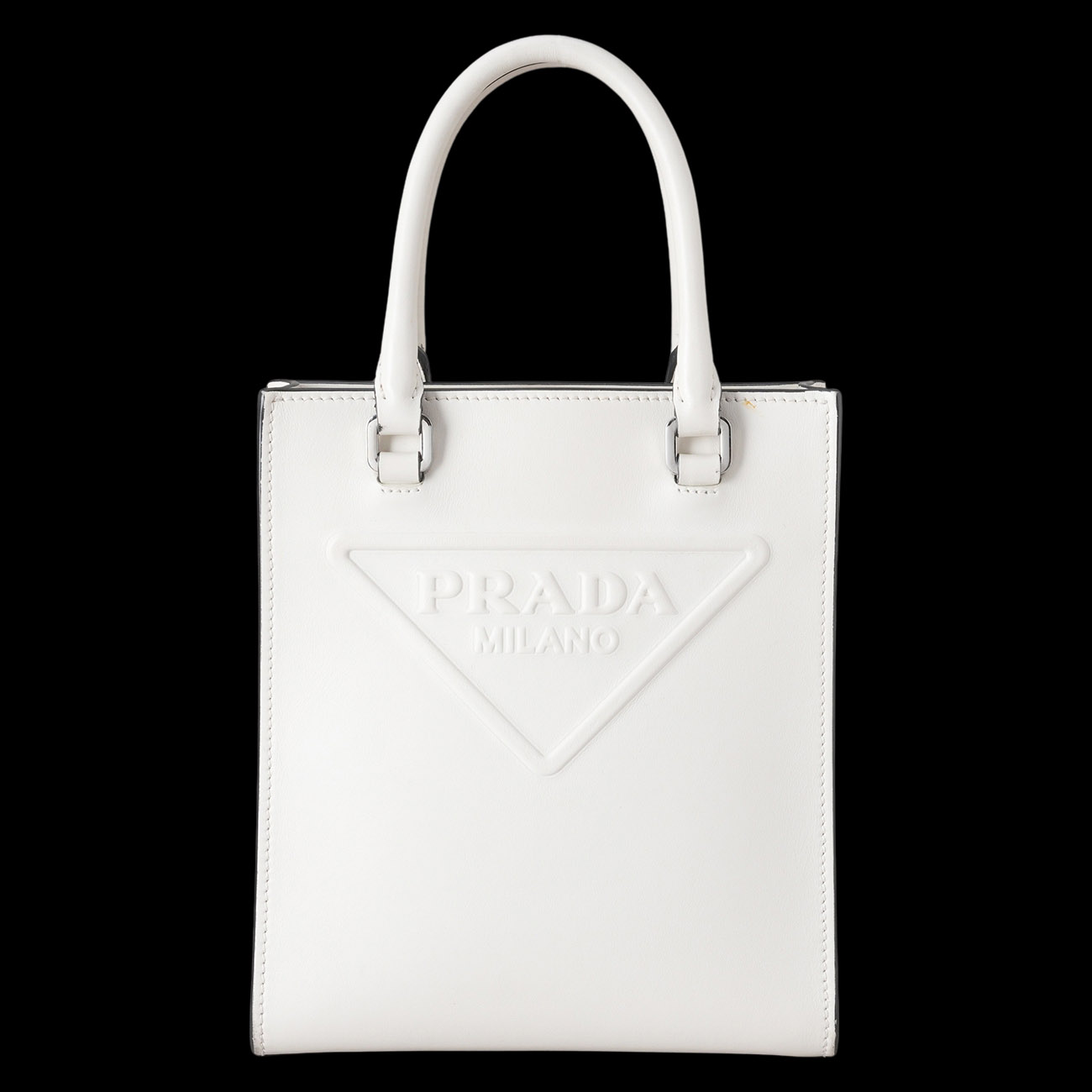 PRADA(USED)프라다 1BA333 엠보싱 로고 탑 핸들백