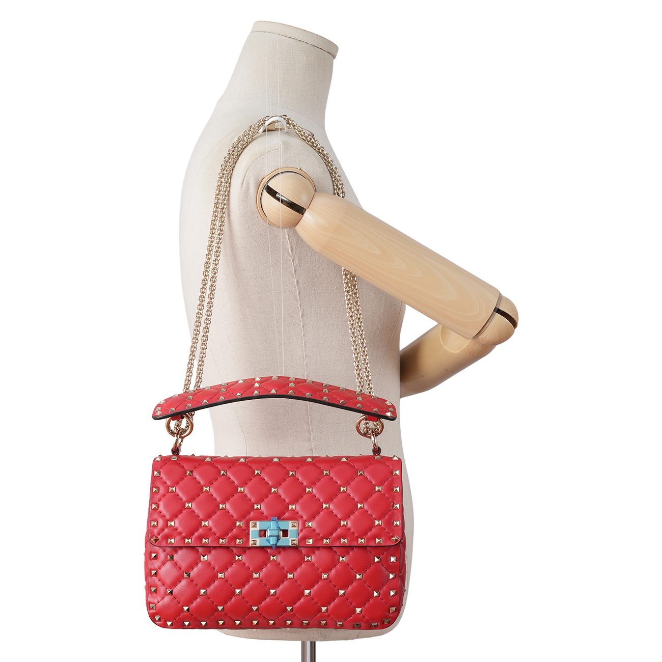 VALENTINO(USED)발렌티노 가라바니 락스터드 체인 숄더백 레드