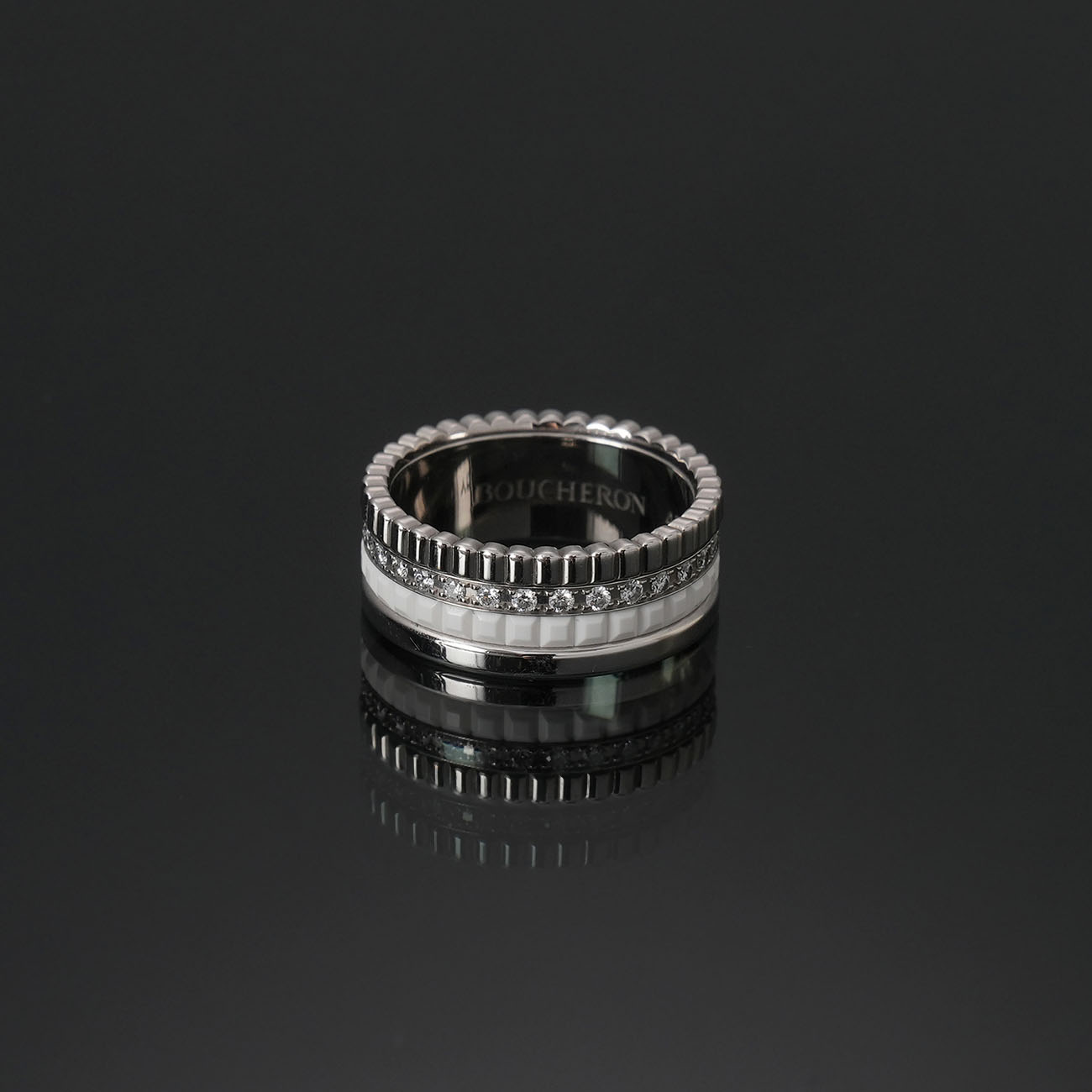 BOUCHERON(USED)부쉐론 콰트로 더블 화이트 에디션 스몰 링 #45