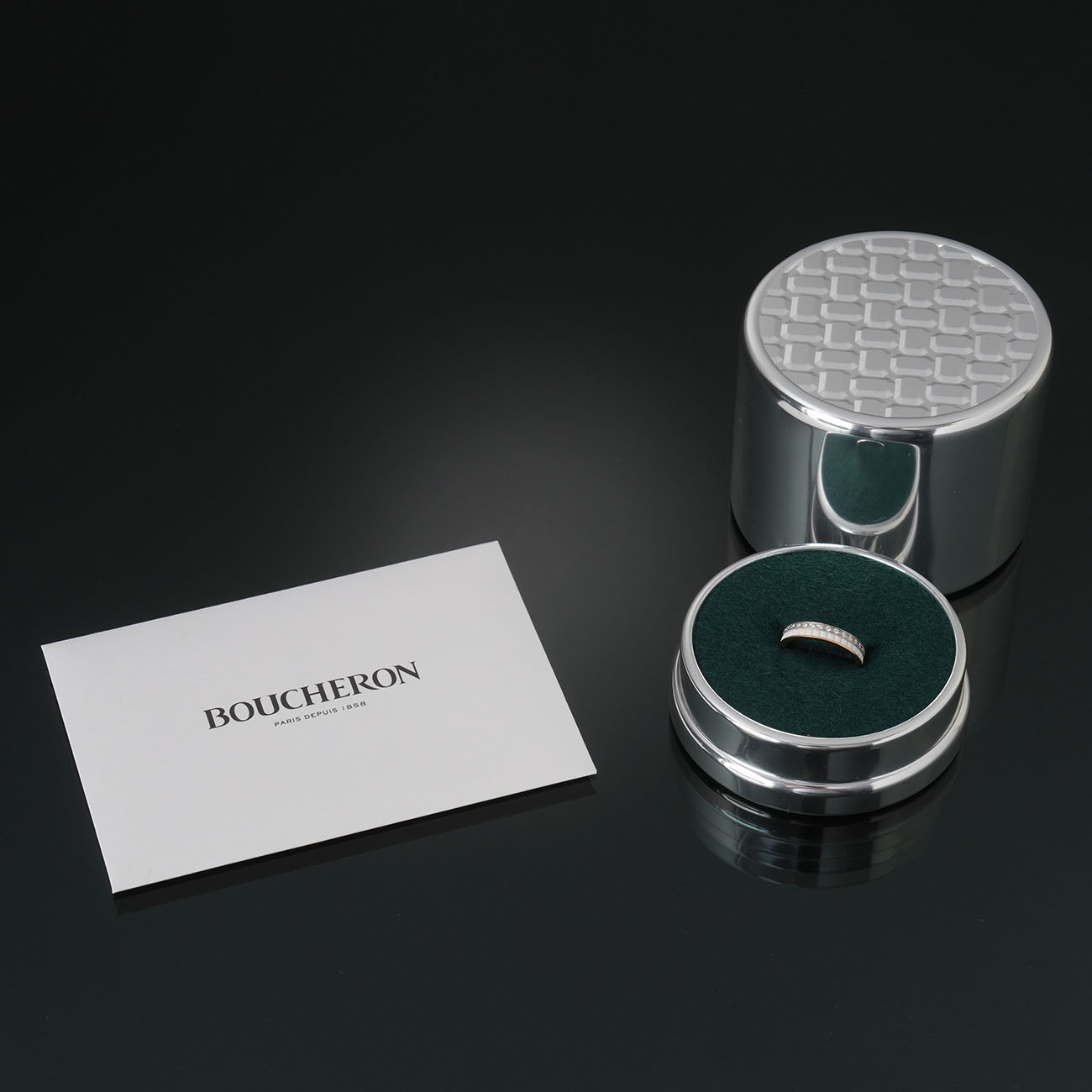 BOUCHERON(USED)부쉐론 콰트로 화이트 에디션 다이아 웨딩밴드 #50