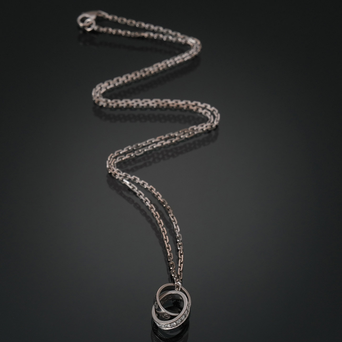 CARTIER(USED)까르띠에 다이아 러브 네크리스 세미 파베 세팅