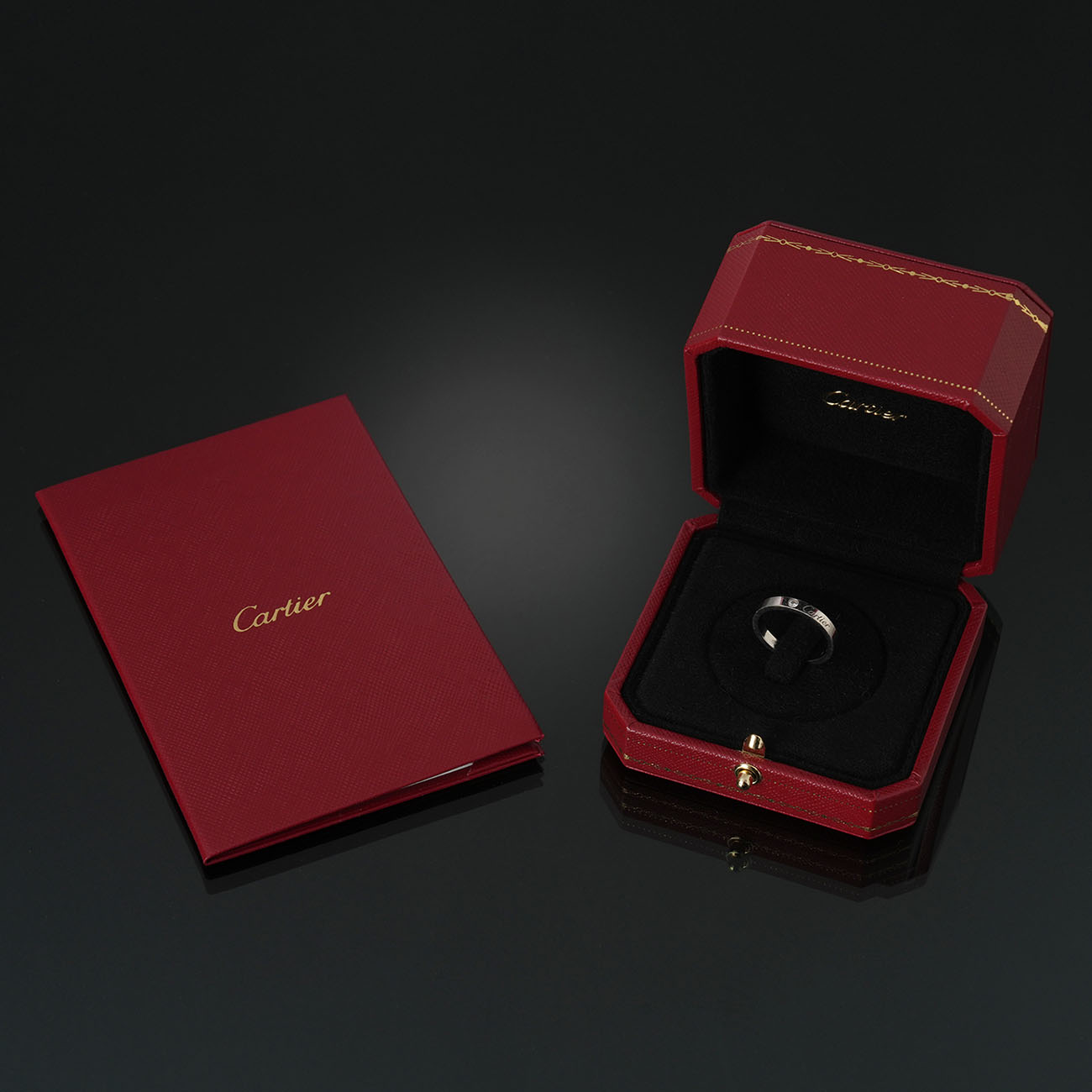 CARTIER(USED)까르띠에 C 드 1P 웨딩 링 플래티넘 #53