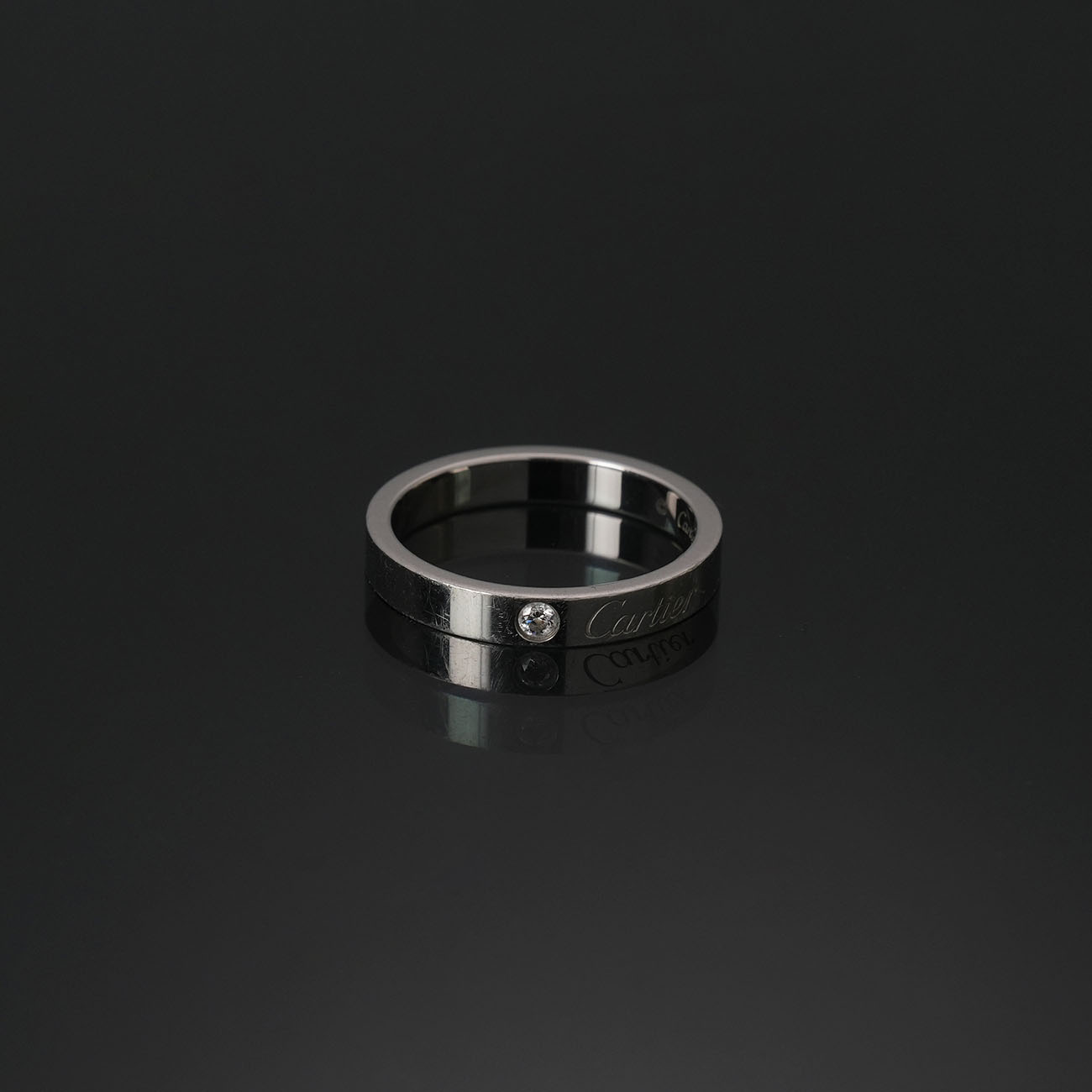 CARTIER(USED)까르띠에 C 드 1P 웨딩 링 플래티넘 #53
