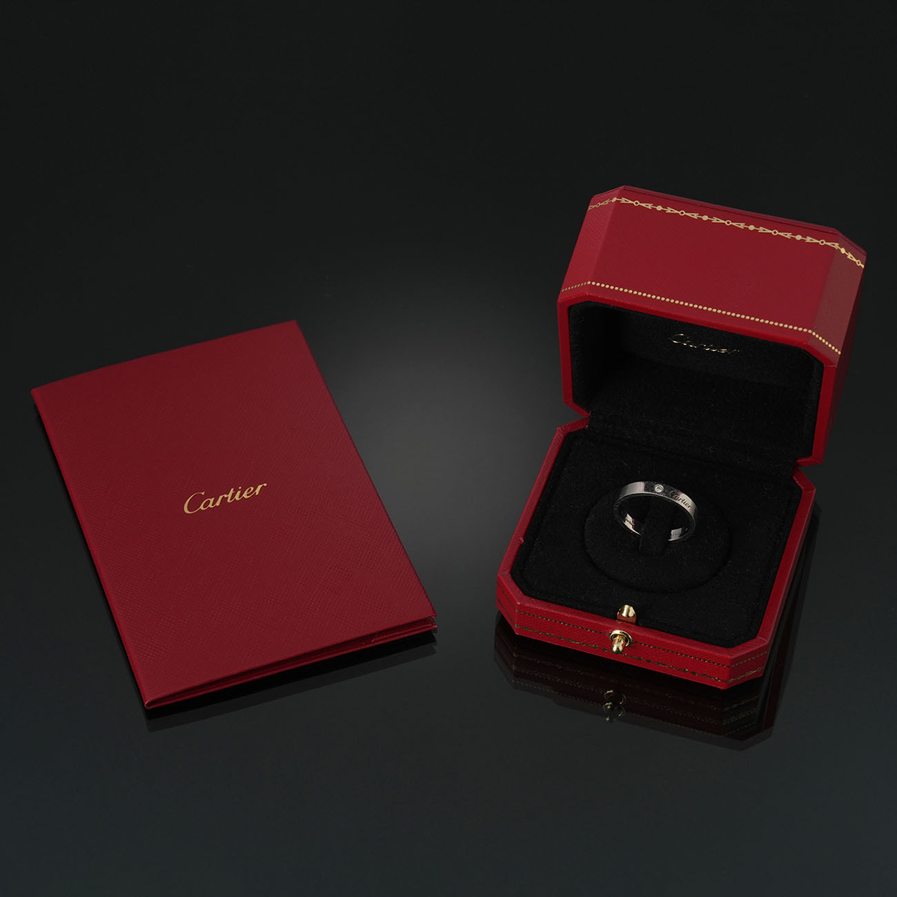 CARTIER(USED)까르띠에 C 드 1P 웨딩 링 플래티넘 #62