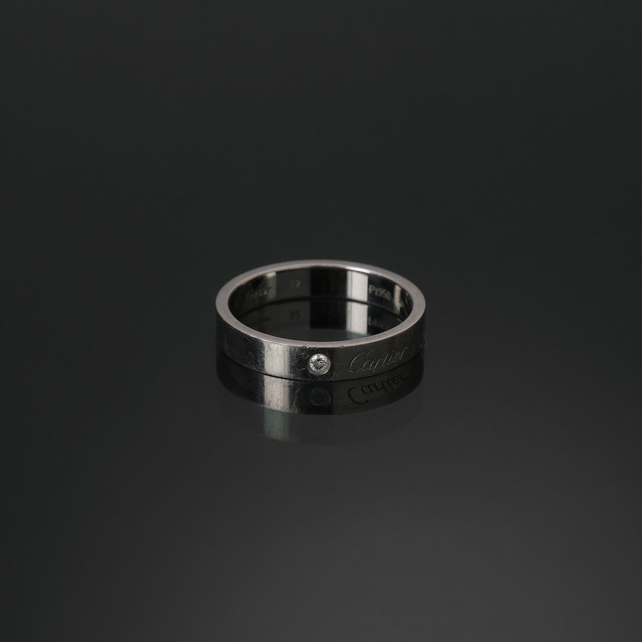 CARTIER(USED)까르띠에 C 드 1P 웨딩 링 플래티넘 #62