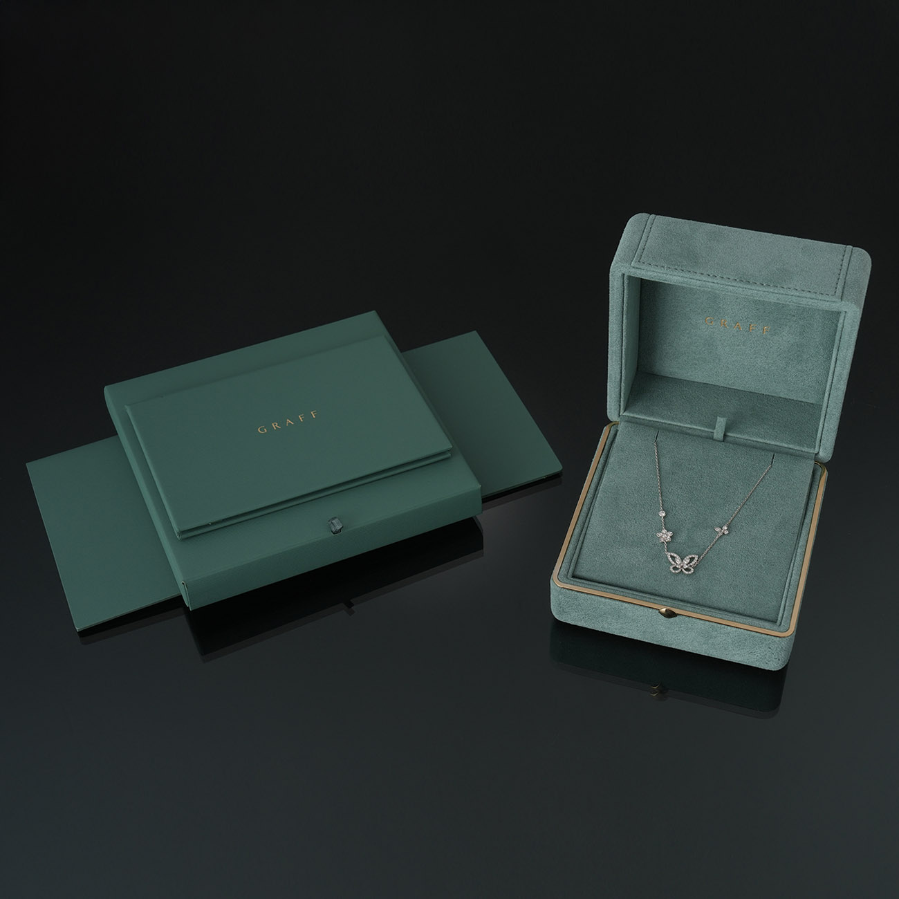 GRAFF(USED)그라프 버터플라이 실루엣&플라워 다이아몬드 펜던트