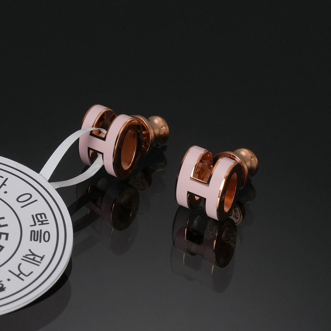 HERMES(USED)에르메스 미니 팝 이어링 로즈 드라제