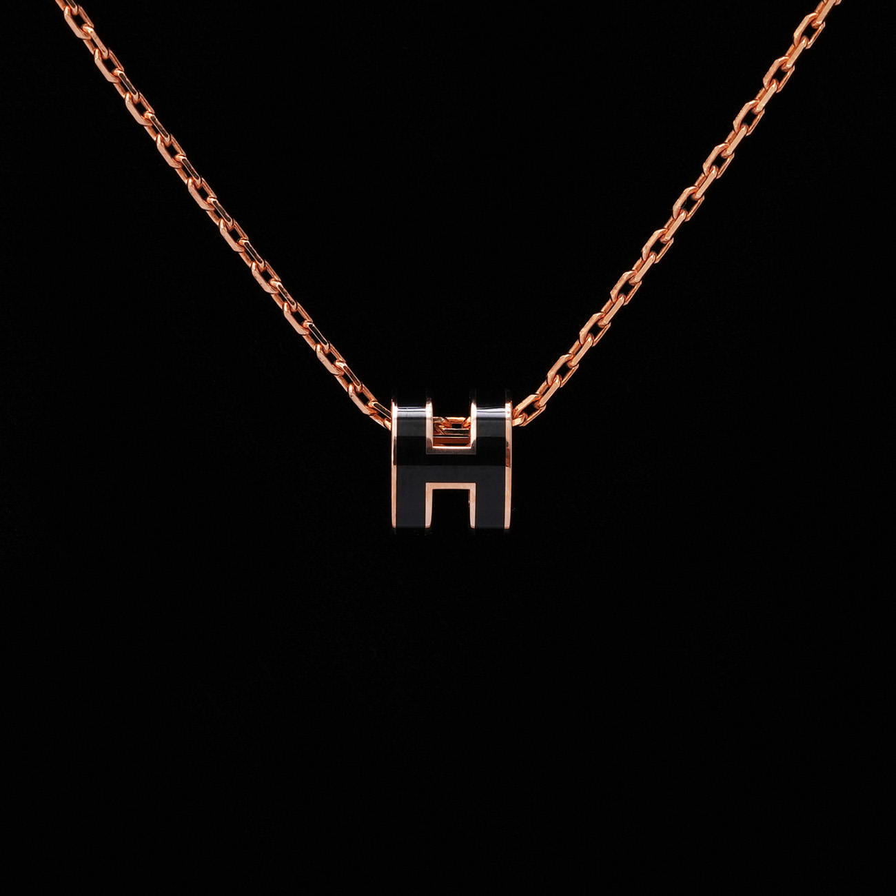 HERMES(USED)에르메스 미니 팝아슈 네크리스 느와 / 로즈