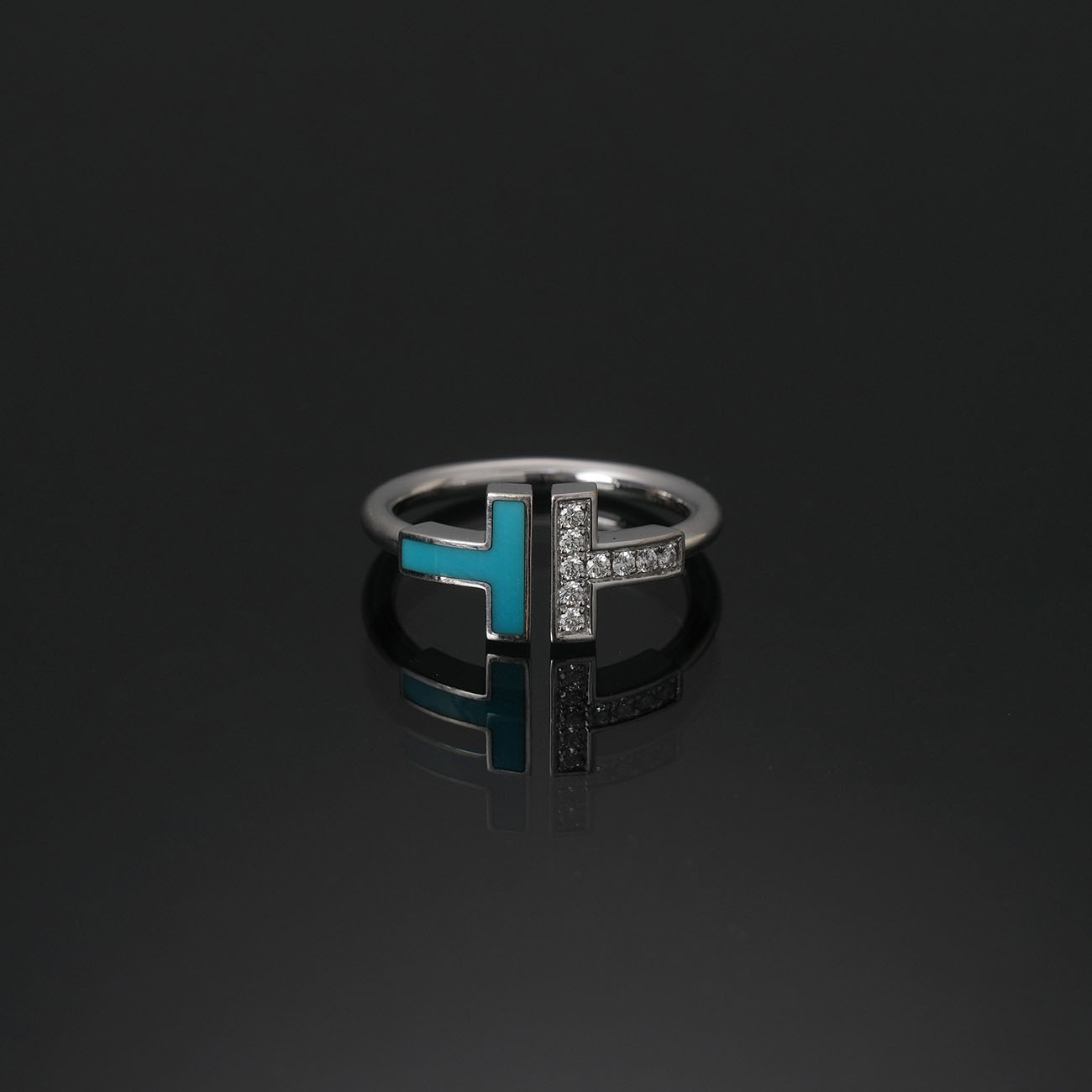 TIFFANY & CO.(USED)티파니 T 와이어 터콰이즈 다이아 링# 6