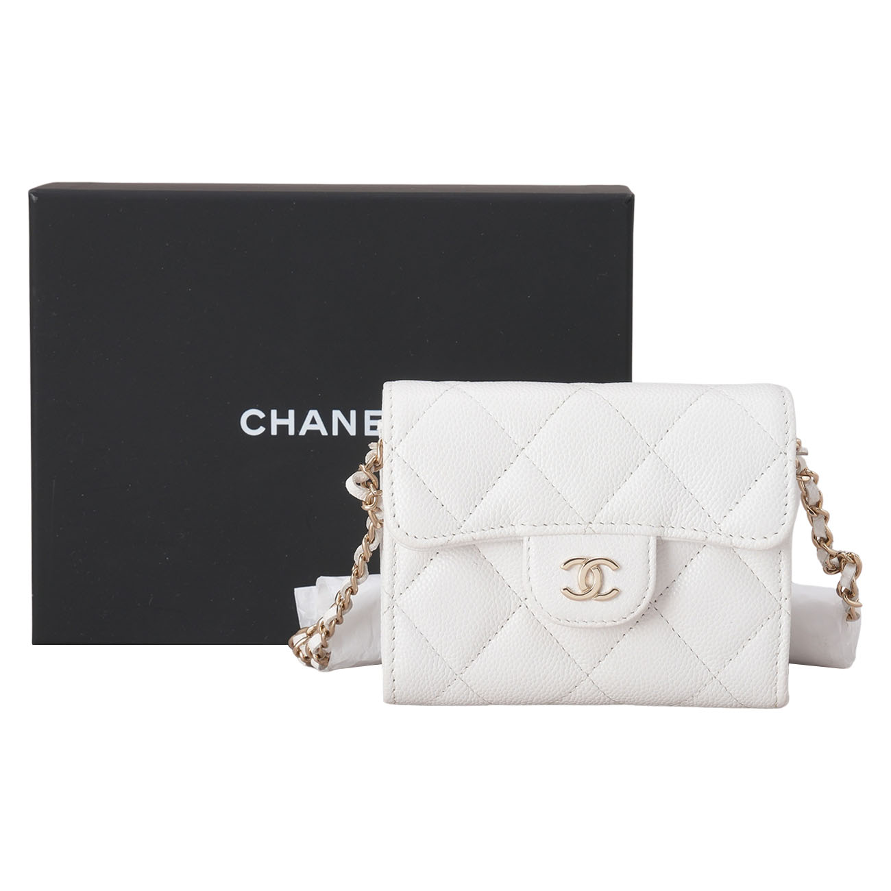 CHANEL(USED)샤넬 캐비어 클래식 체인 카드지갑