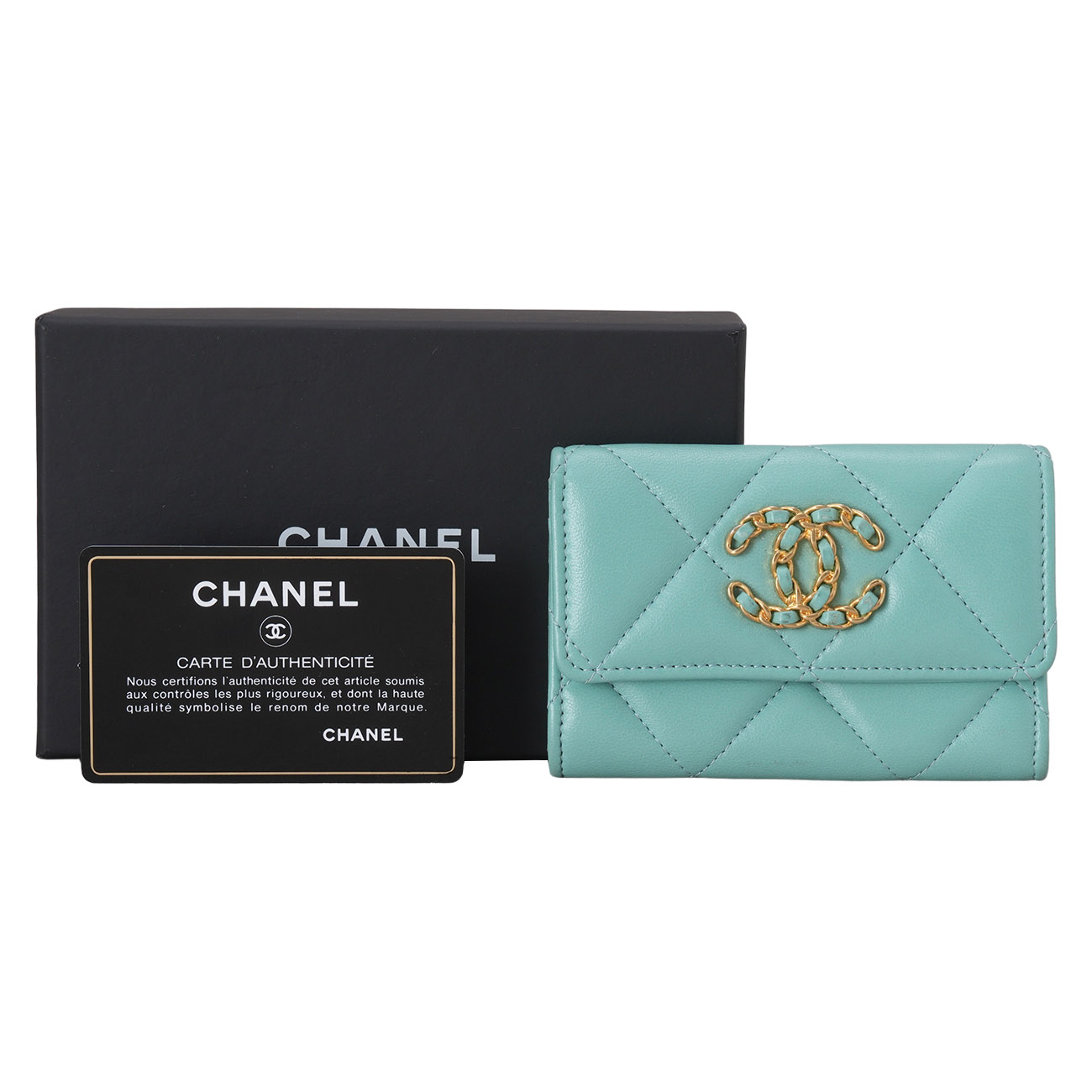 CHANEL(USED)샤넬 AP1790 램스킨 19 카드지갑