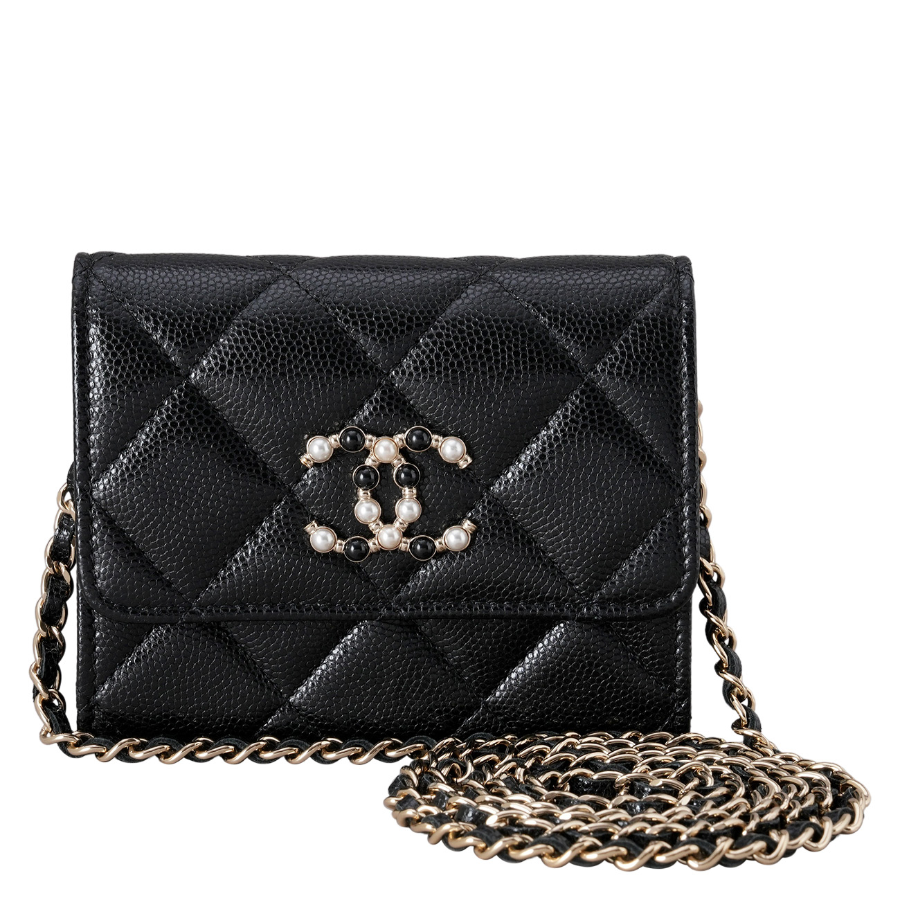 CHANEL(USED)샤넬 시즌 캐비어 체인 지갑