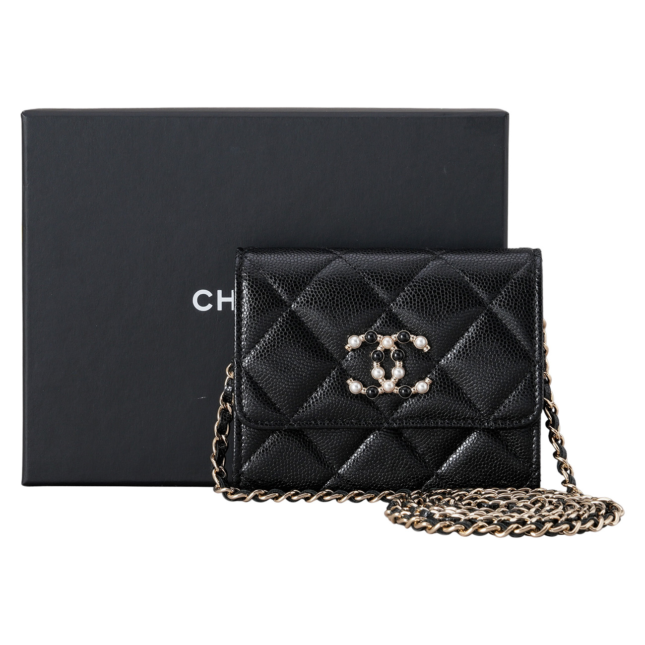 CHANEL(USED)샤넬 시즌 캐비어 체인 지갑