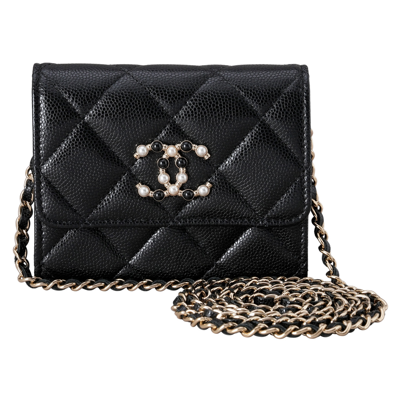 CHANEL(USED)샤넬 시즌 캐비어 체인 지갑