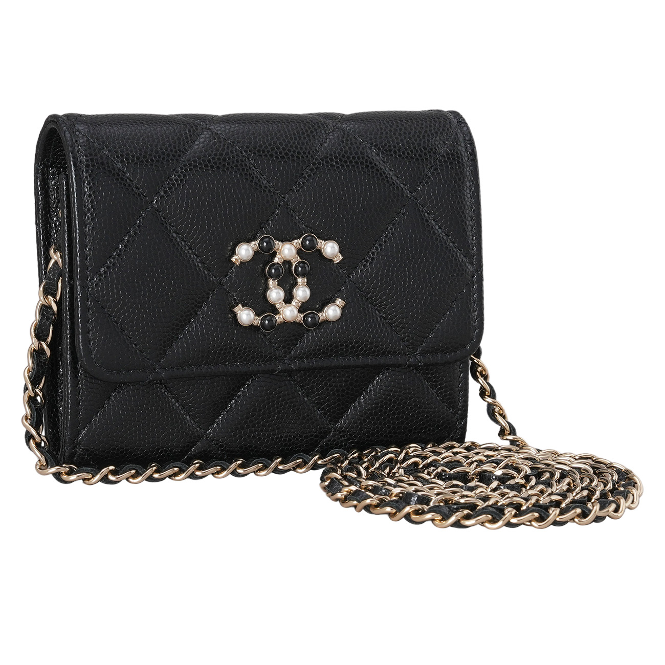 CHANEL(USED)샤넬 시즌 캐비어 체인 지갑