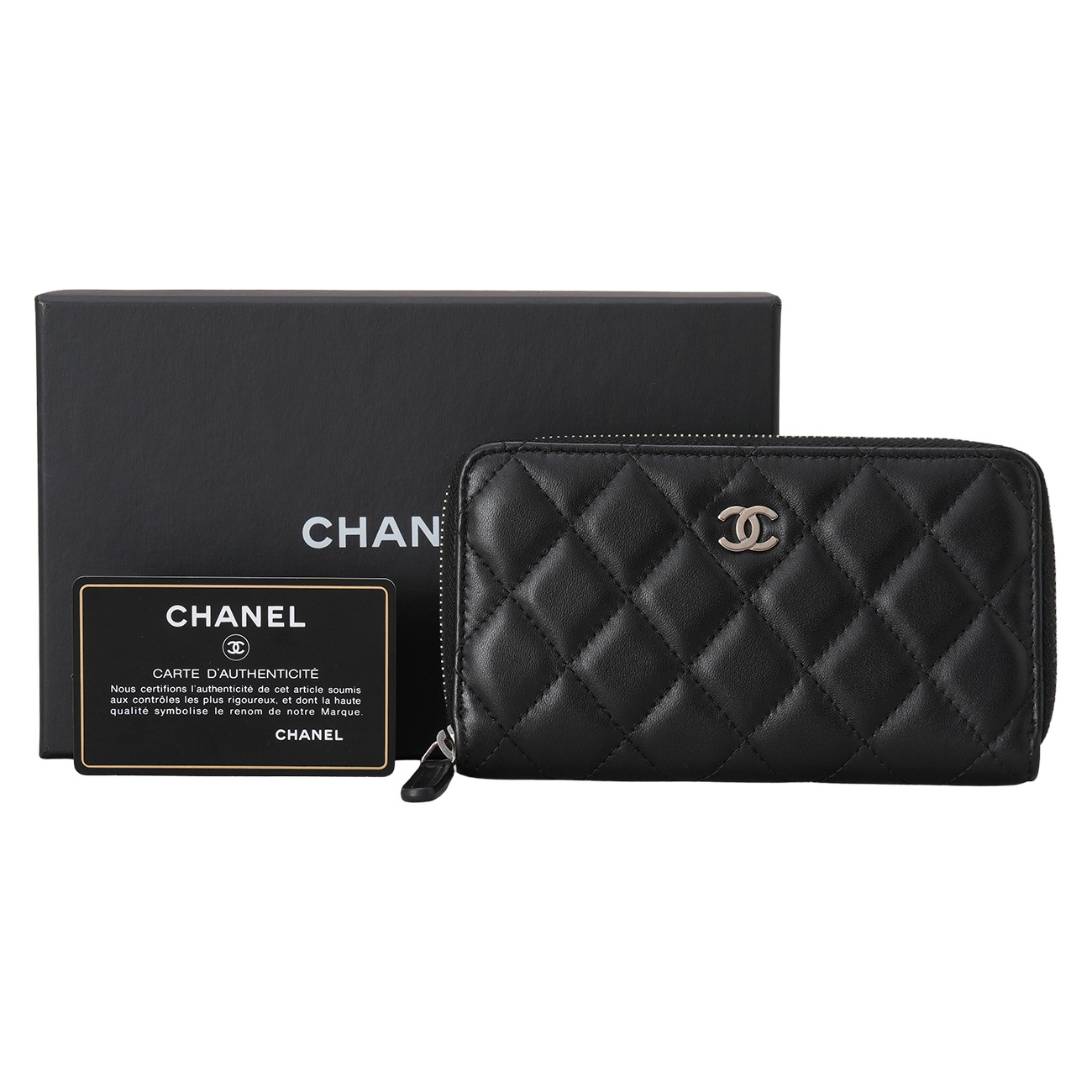 CHANEL(USED)샤넬 A80481 램스킨 지퍼 중지갑