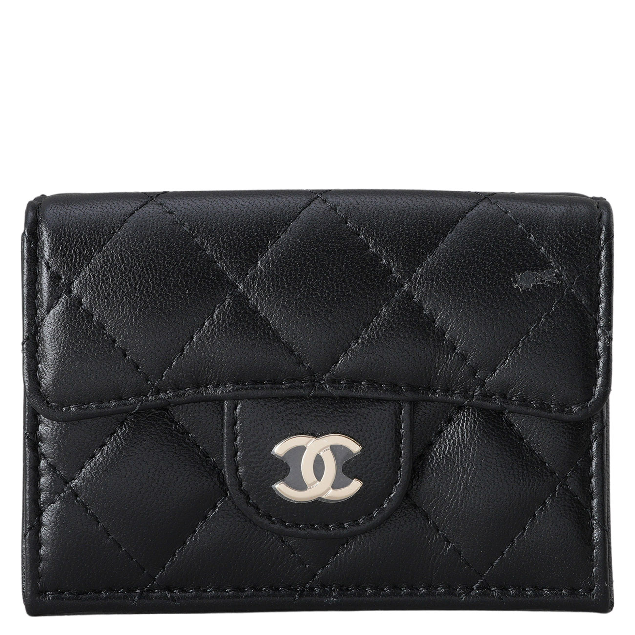 CHANEL(USED)샤넬 램스킨 3단 반지갑 블랙