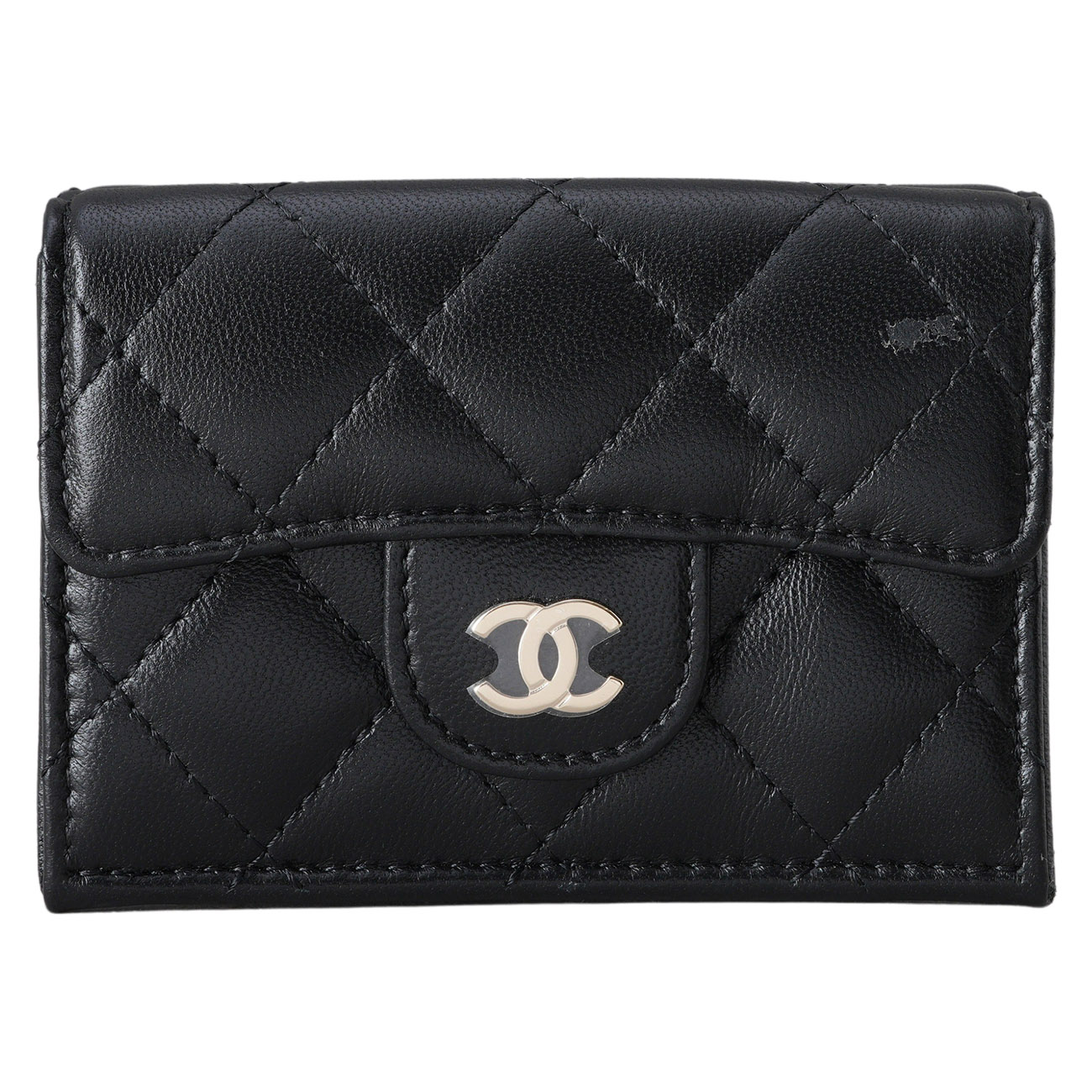 CHANEL(USED)샤넬 램스킨 3단 반지갑 블랙