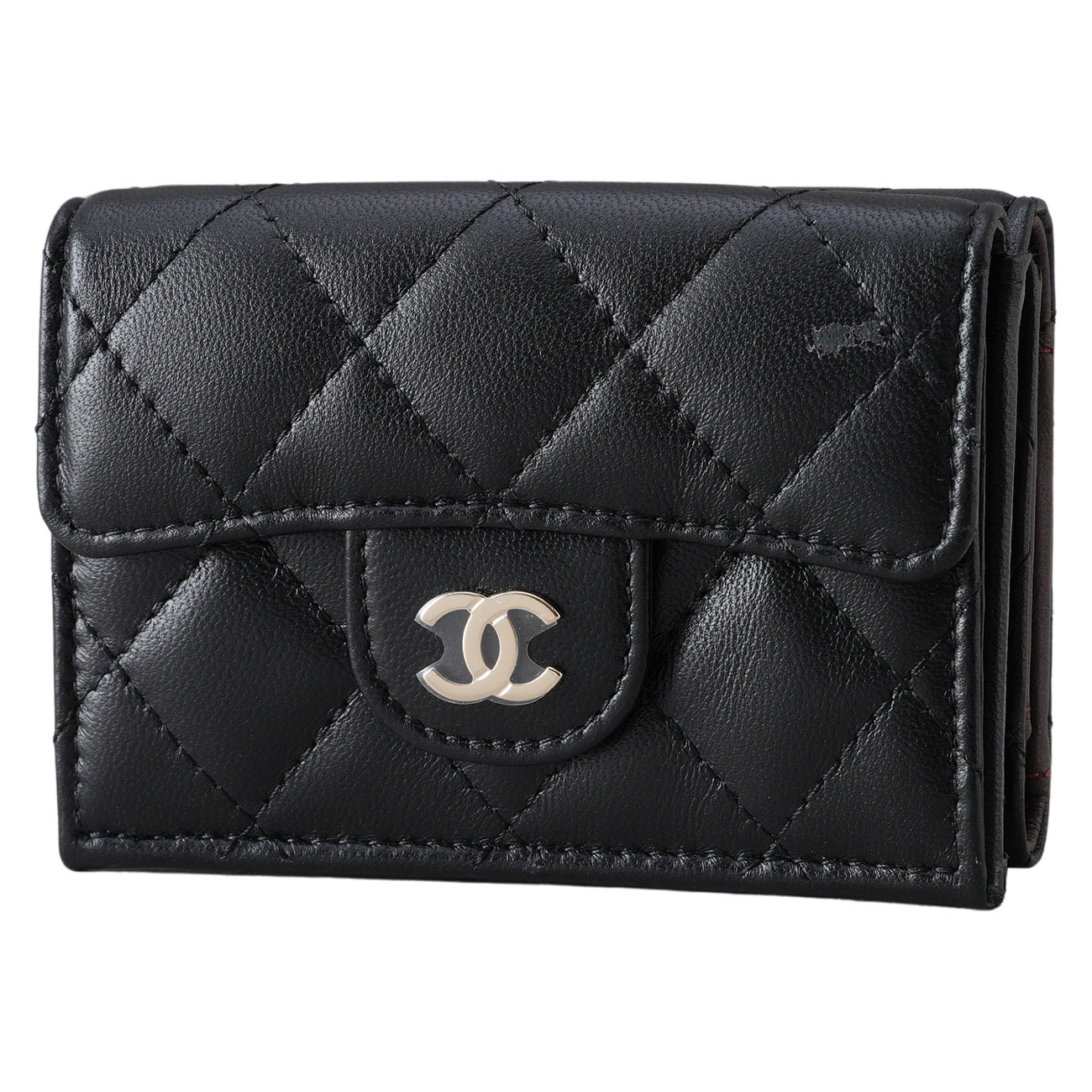 CHANEL(USED)샤넬 램스킨 3단 반지갑 블랙