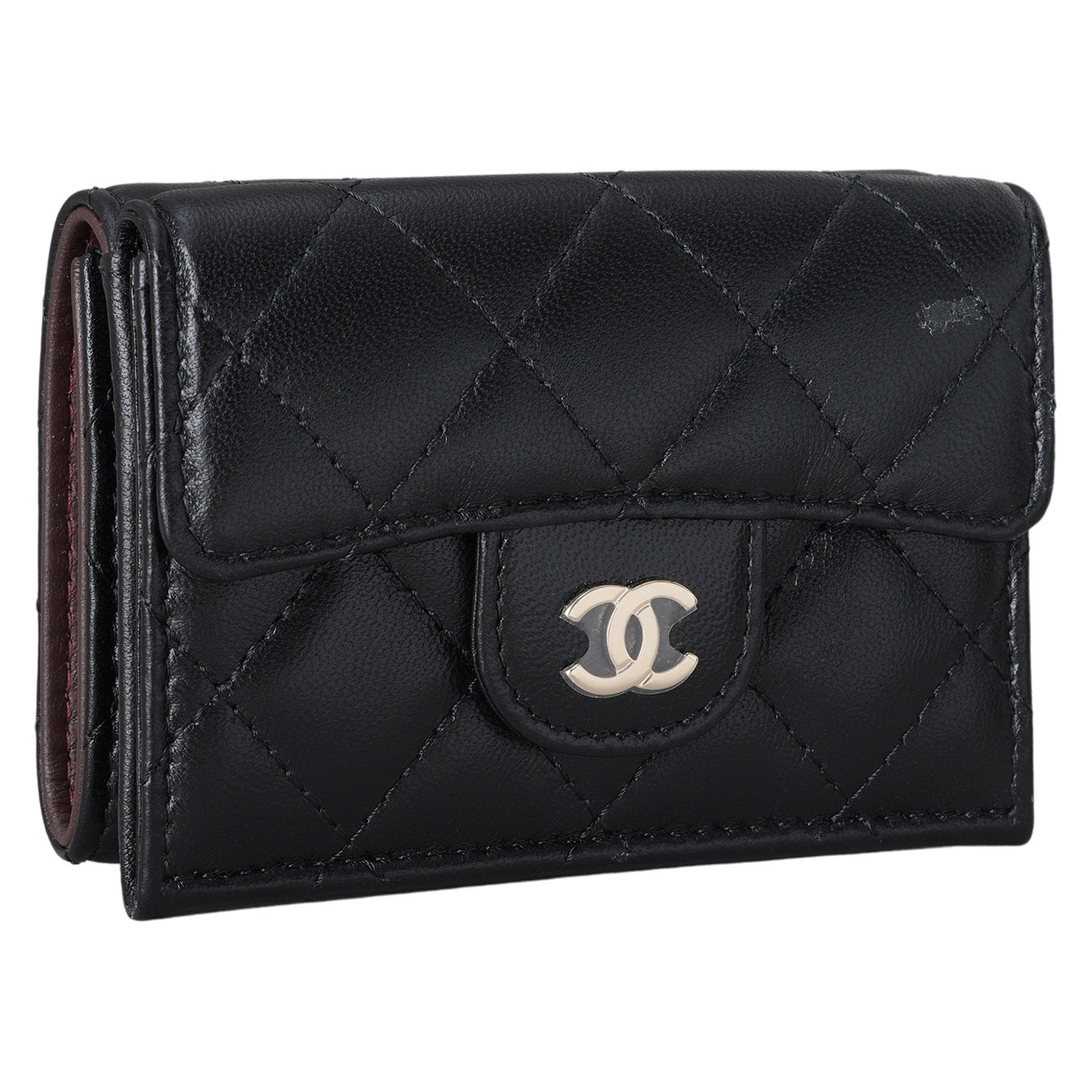 CHANEL(USED)샤넬 램스킨 3단 반지갑 블랙
