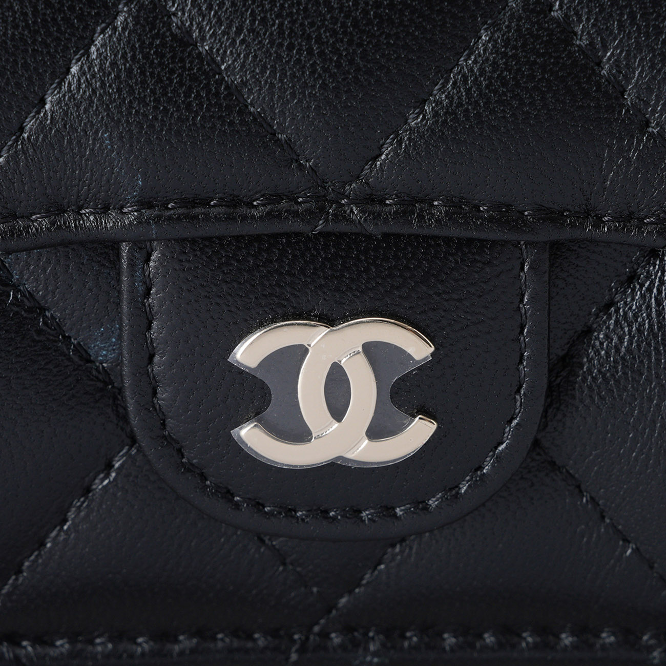 CHANEL(USED)샤넬 램스킨 3단 반지갑 블랙