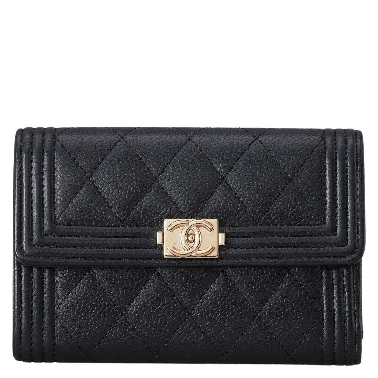 CHANEL(USED)샤넬 캐비어 보이샤넬 중지갑 블랙