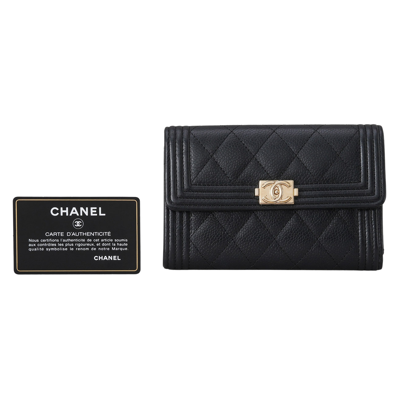 CHANEL(USED)샤넬 캐비어 보이샤넬 중지갑 블랙