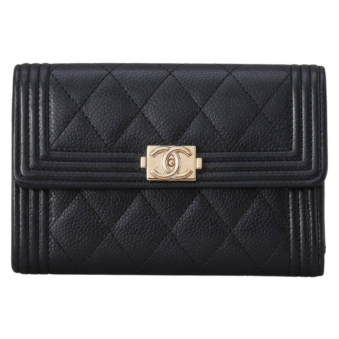 CHANEL(USED)샤넬 캐비어 보이샤넬 중지갑 블랙