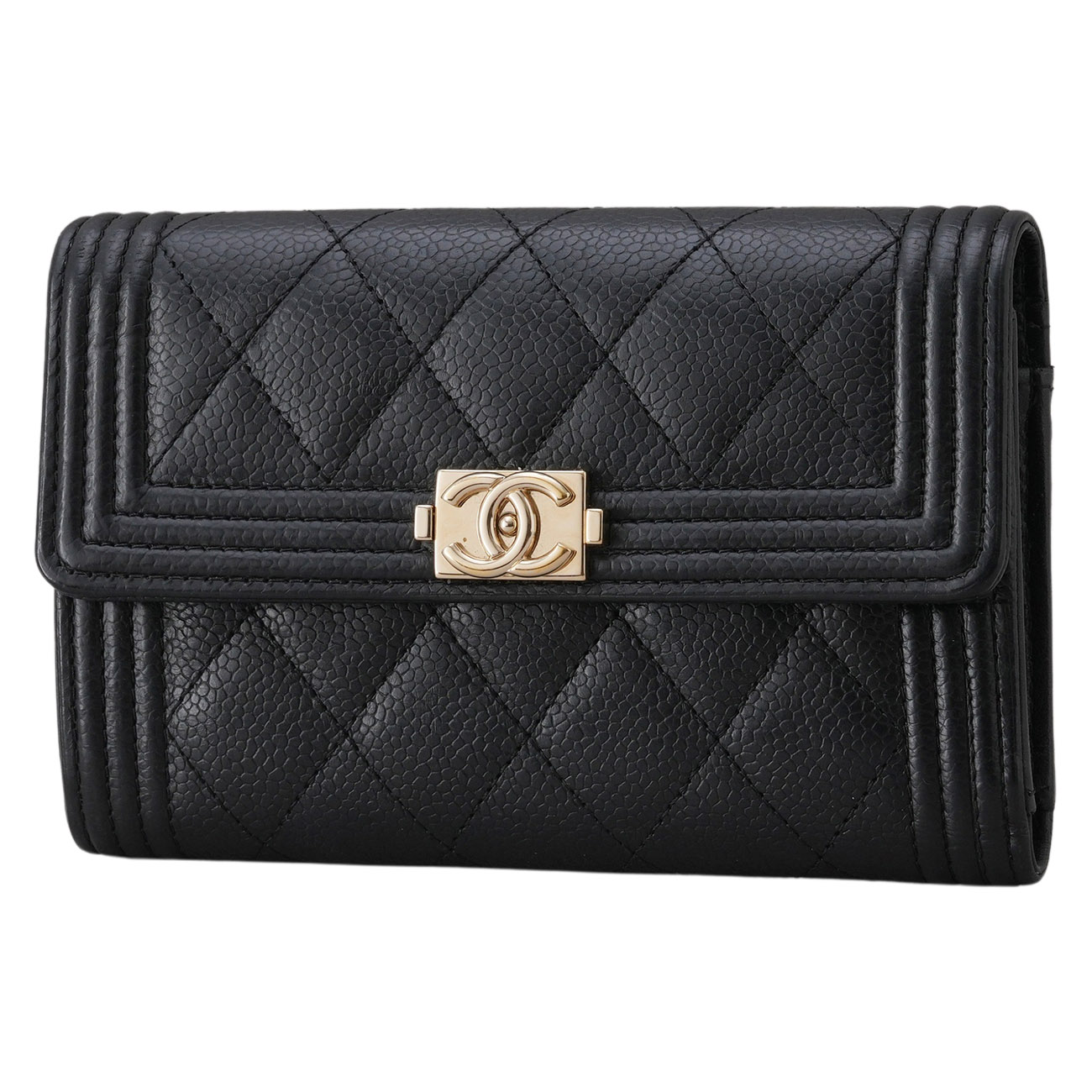 CHANEL(USED)샤넬 캐비어 보이샤넬 중지갑 블랙